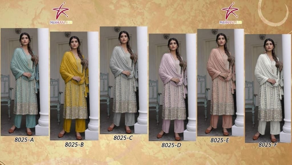 MISHAAL FAB 8025 A TO 8025 F SALWAR SUITS