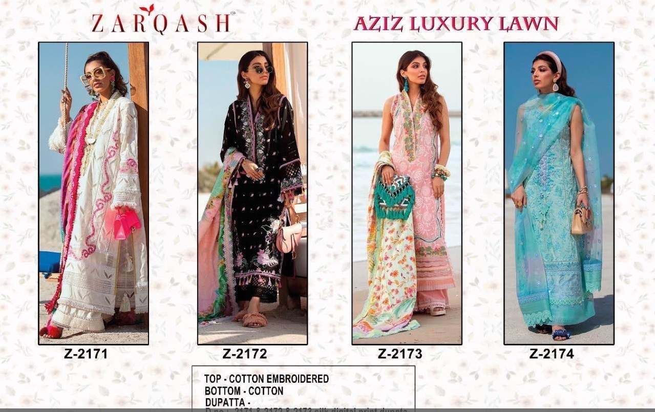 ZARQASH AZIZ LUXURY LAWN Z 2174 PAKISTANI SUITS BY SHOP INDIA