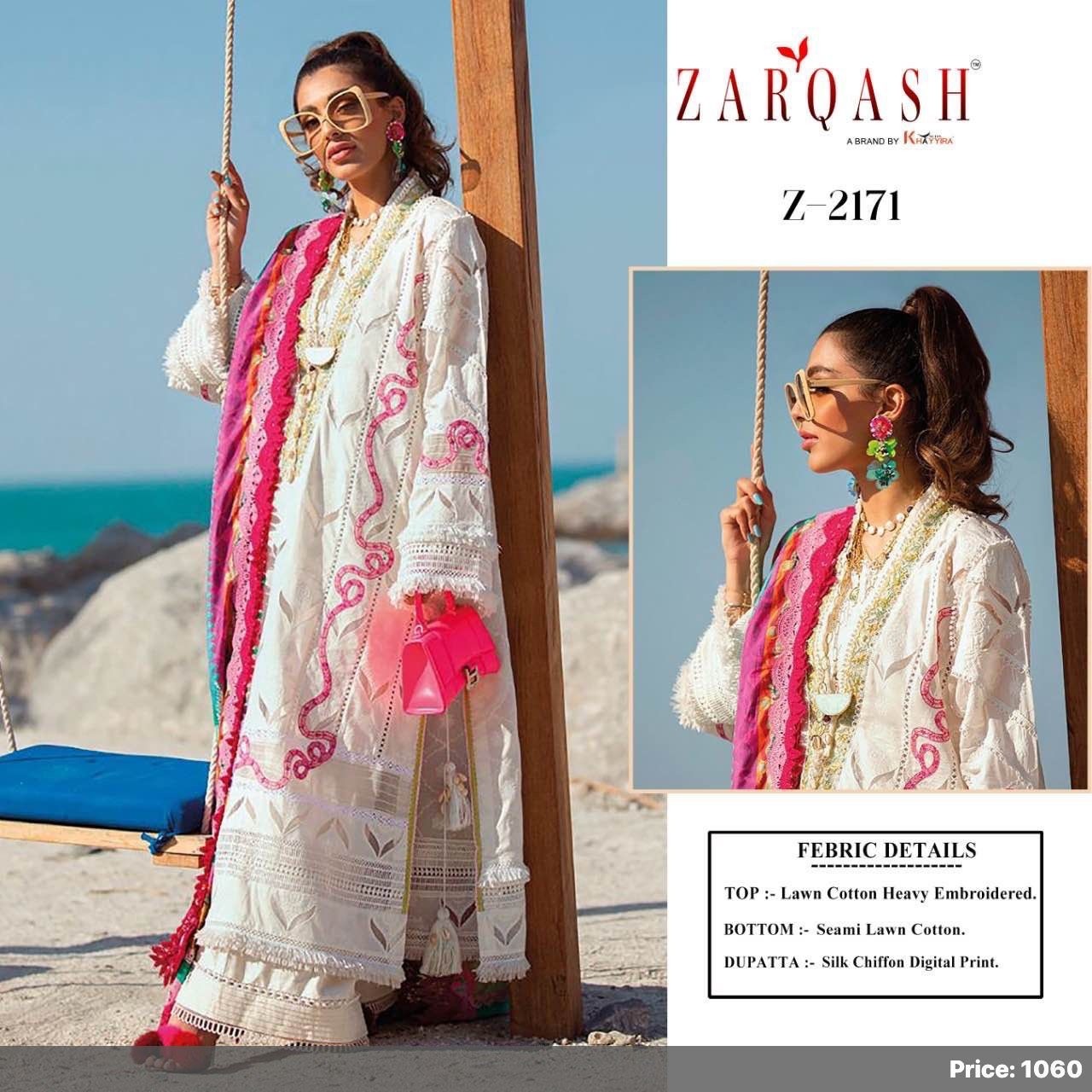 ZARQASH AZIZ LUXURY LAWN Z 2171 PAKISTANI SUITS BY SHOP