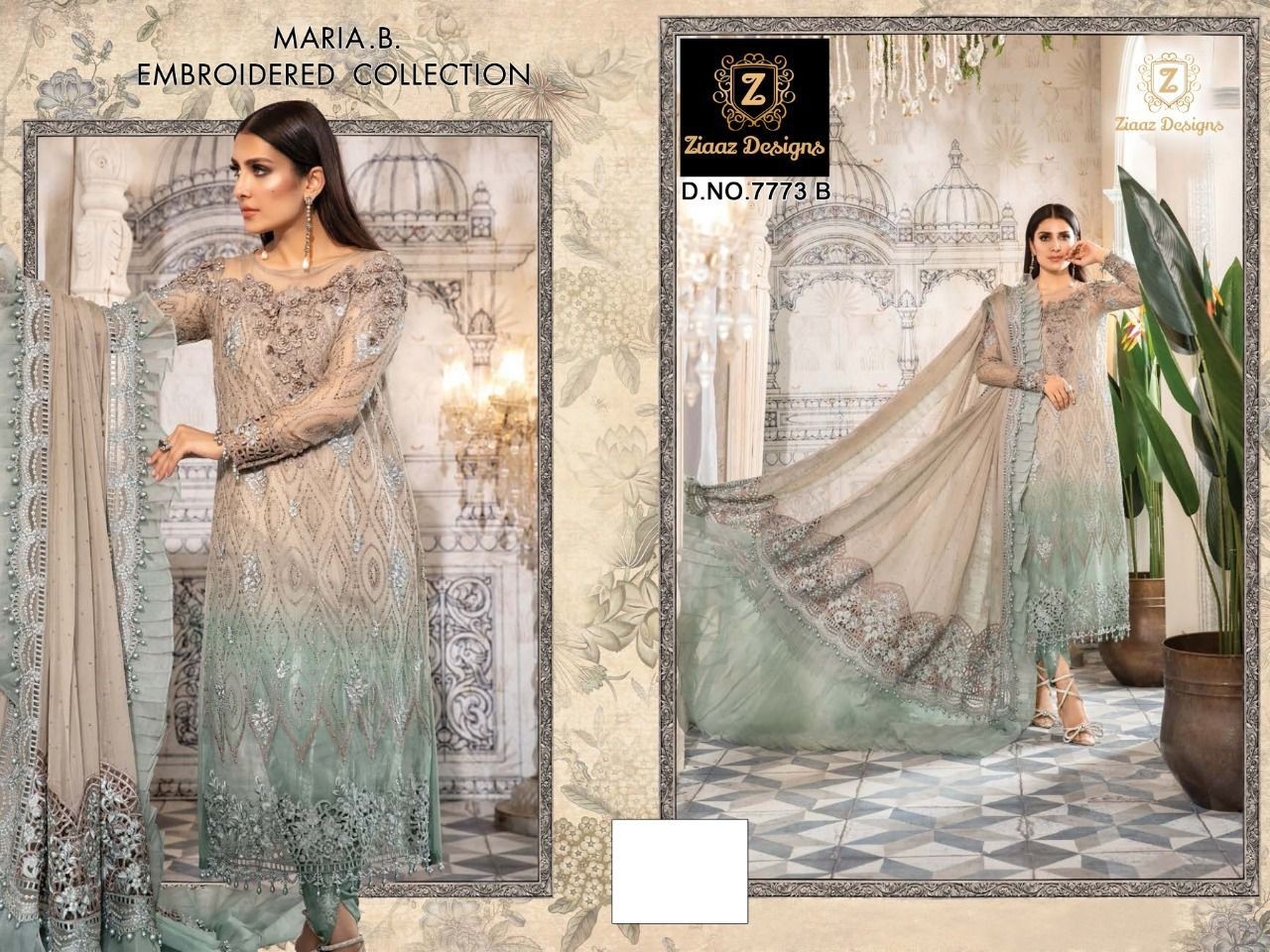 ZIAAZ DESIGNS MARIA B EMBROIDERED COLLECTION 7773 B LATEST SUITS