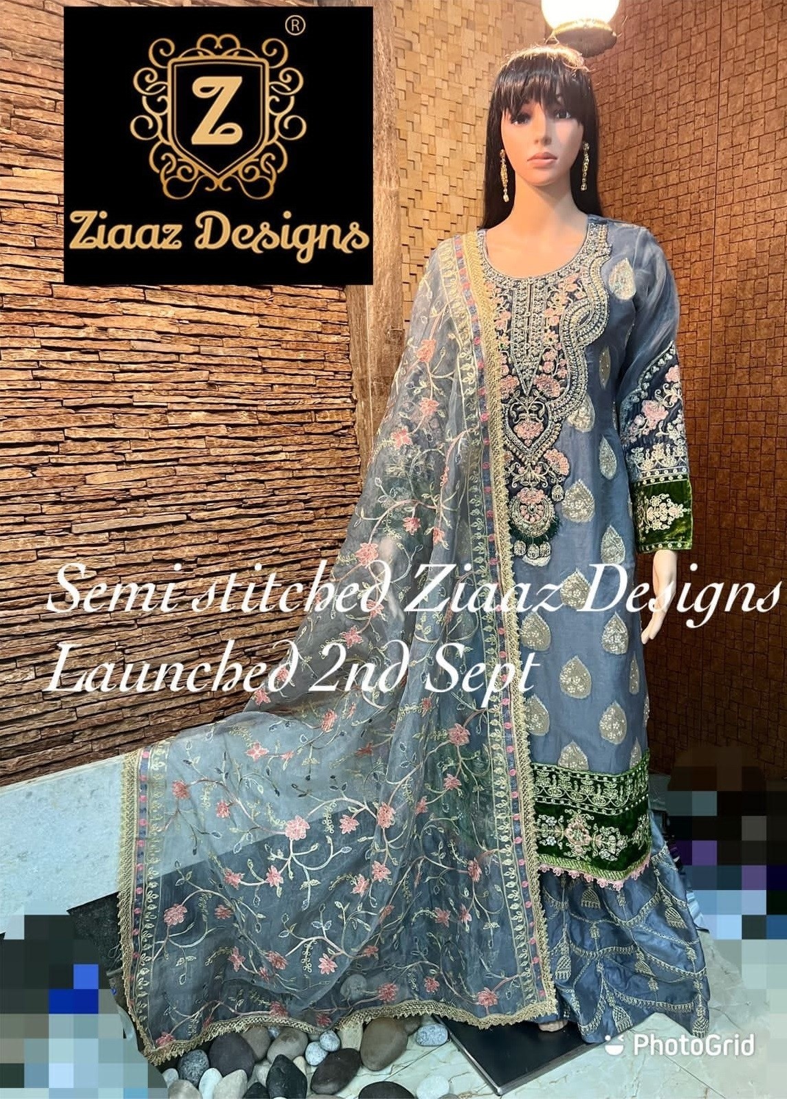 ZIAAZ DESIGNS MARIA B EMBROIDERED COLLECTION 7773 A LATEST GHARARA SUITS