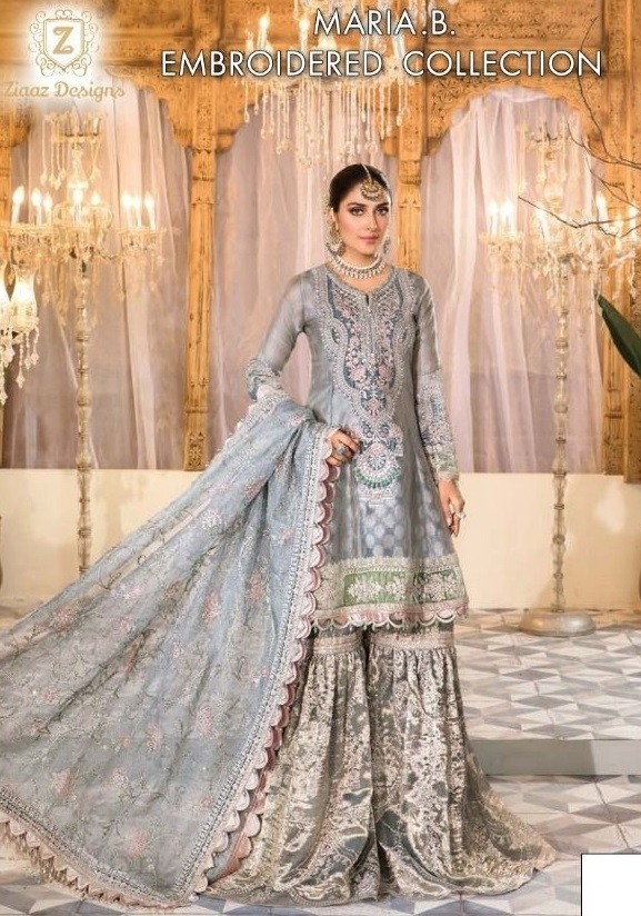 ZIAAZ DESIGNS MARIA B EMBROIDERED COLLECTION 7773 A LATEST GHARARA SUITS