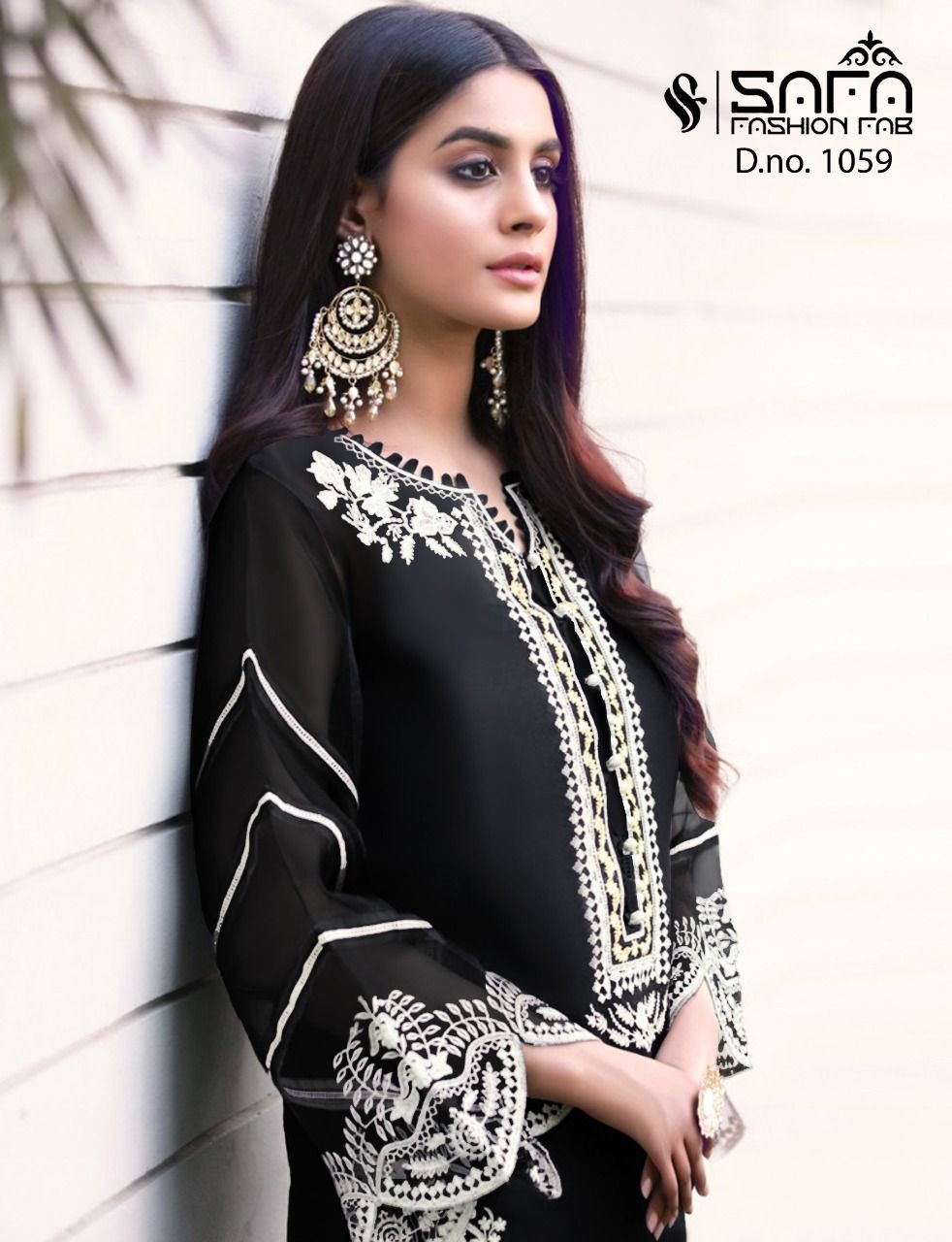 SAFA FASHION FAB 1059 BLACK PAKISTANI KURTIS MANUFACTURER 