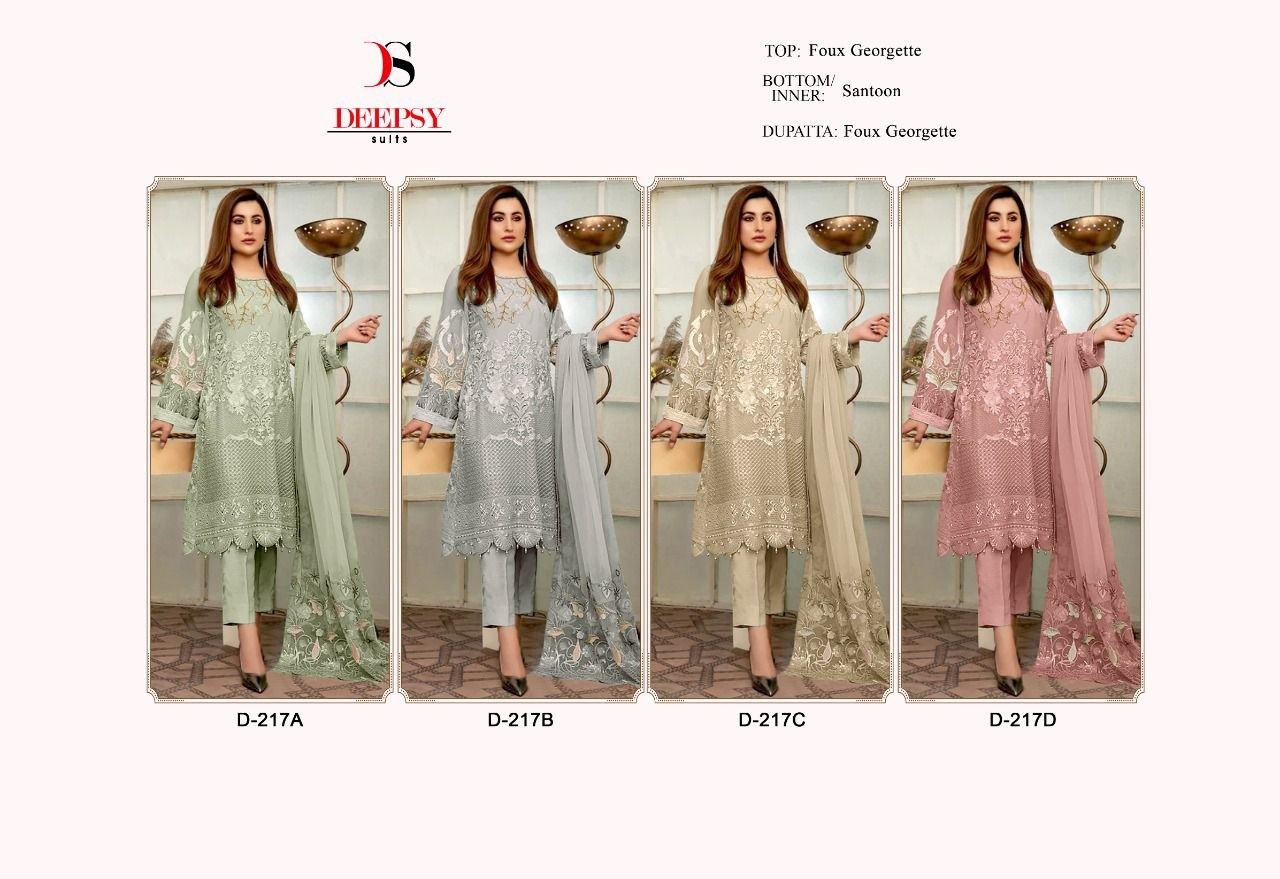 DEEPSY SUITS 217 A TO 217 D LATEST PAKISTANI SUITS SINGLE
