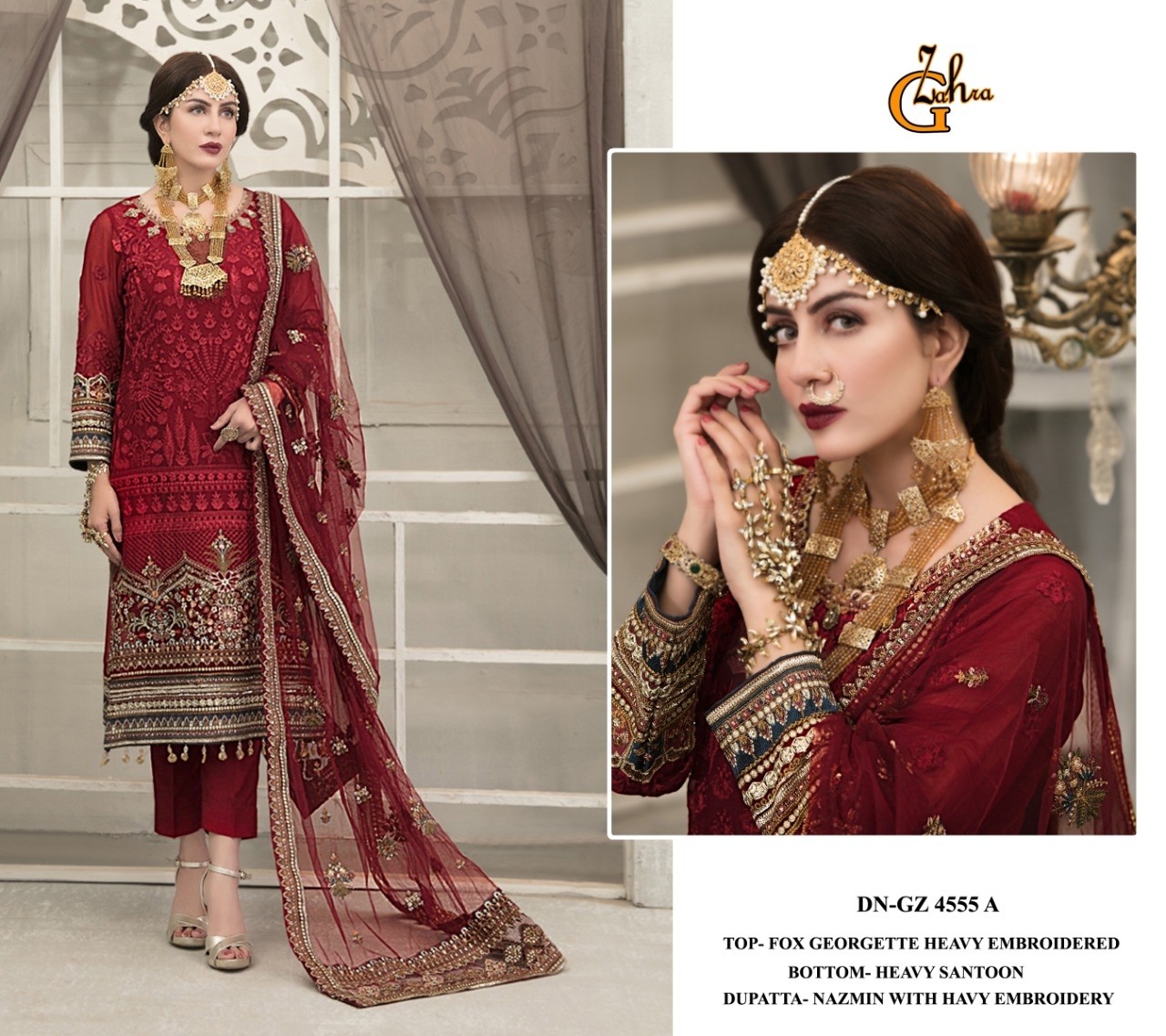 G ZAHRA 4555 A PAKISTANI SUITS SINGLE