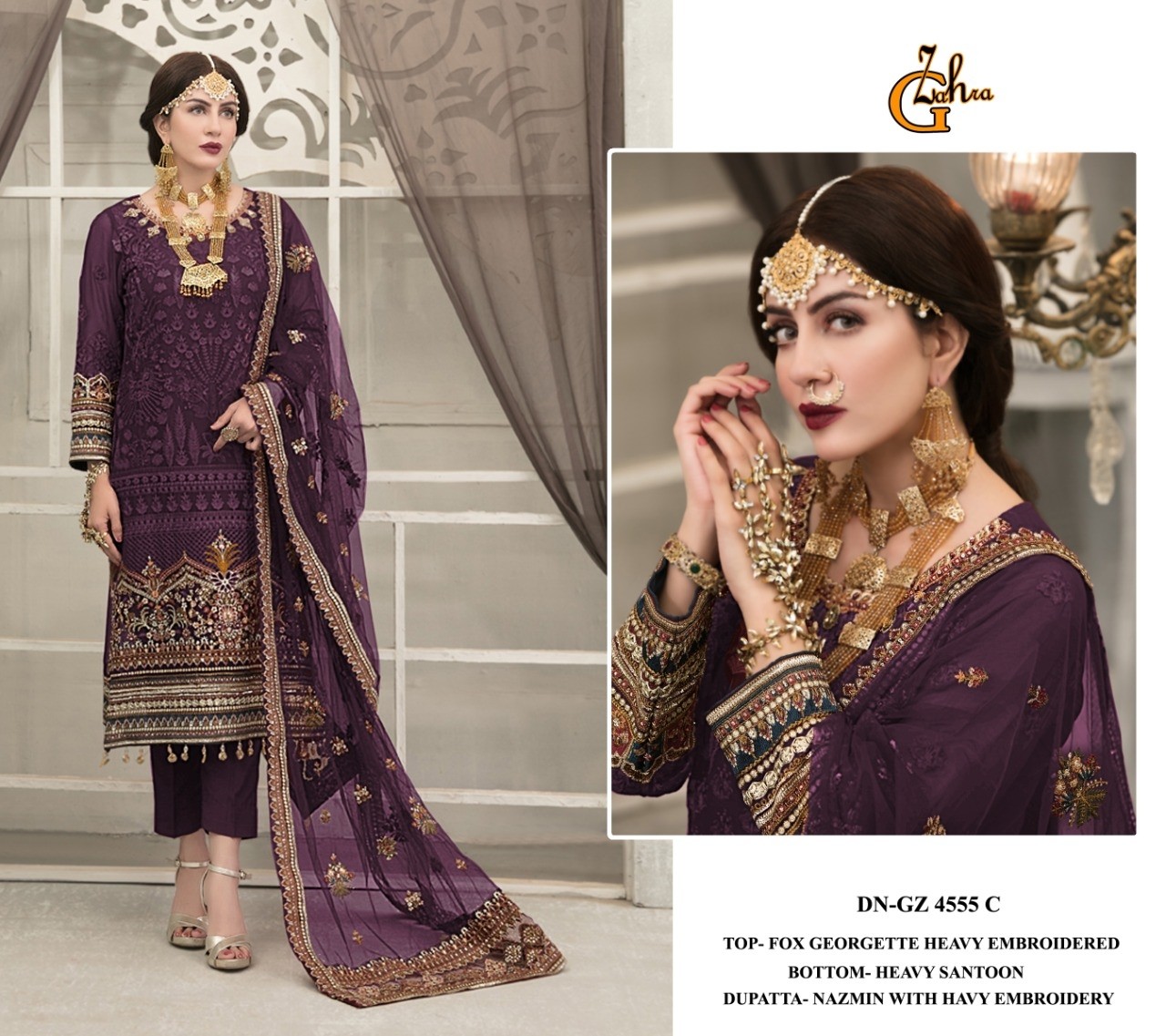 G ZAHRA 4555 C PAKISTANI SUITS SINGLE ONLINE