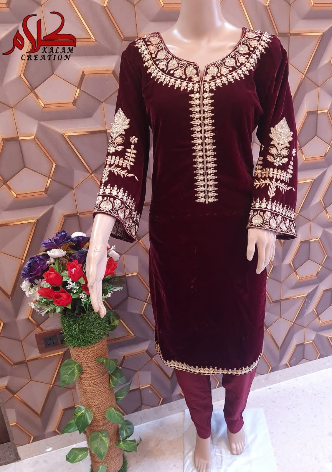 KALAM CREATION 1115 MAYRUN VELVET KURTIS 