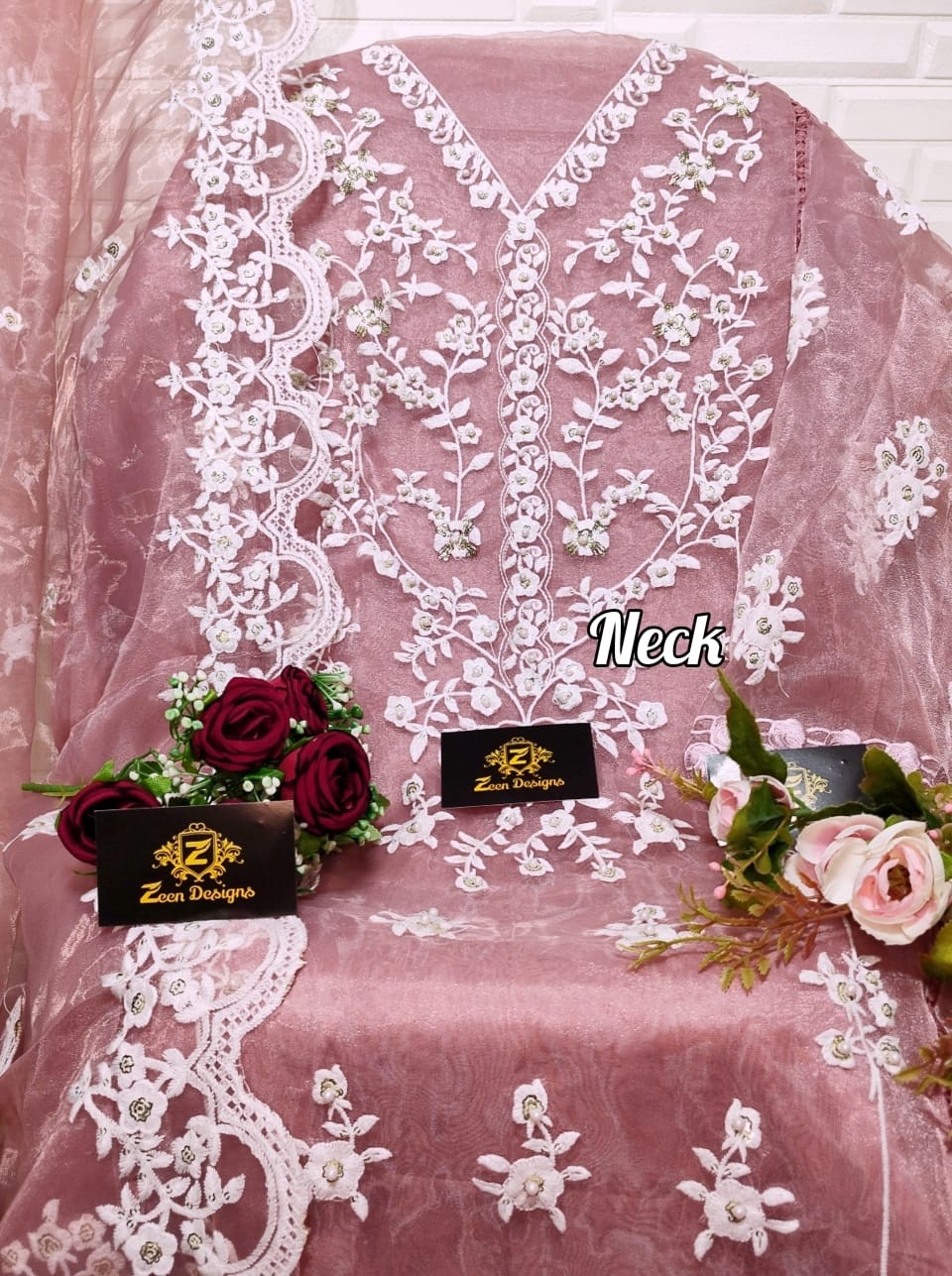 ZEEN DESIGNS ZD 109 NOOR DUSTY PINK PAKISTANI SUITS 