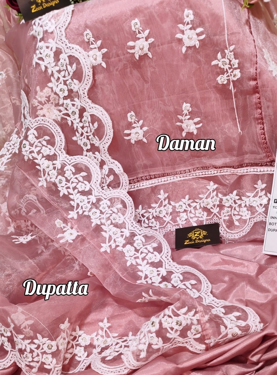 ZEEN DESIGNS ZD 109 NOOR DUSTY PINK PAKISTANI SUITS 