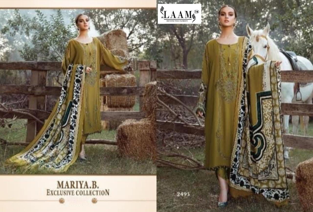 AL LAAM MARIA B 2495 GREEN REYON COTTON SUITS SURAT