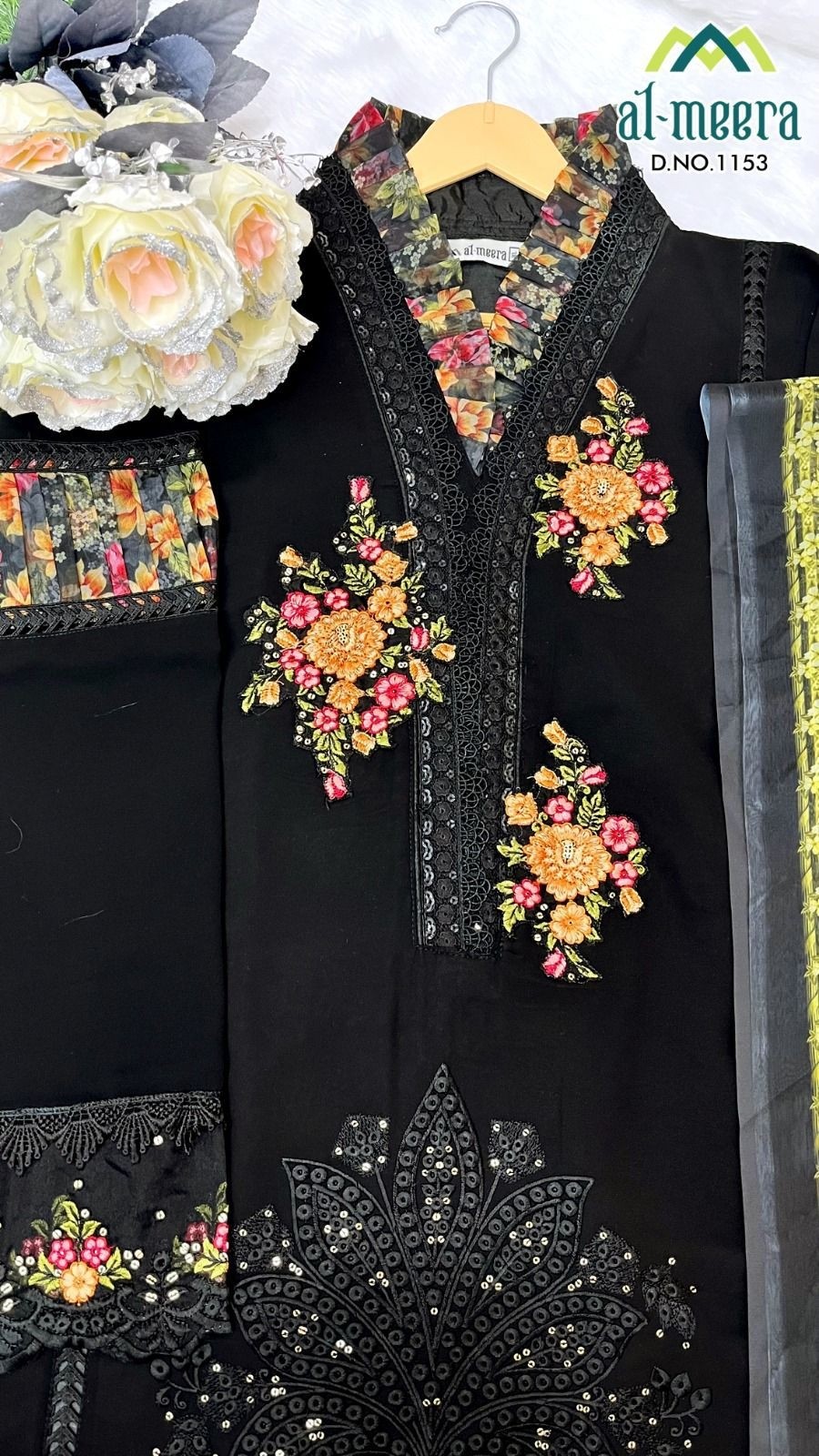 AL MEERA 1153 BLACK HIT PAKISTANI KURTIS SINGLE PIECE