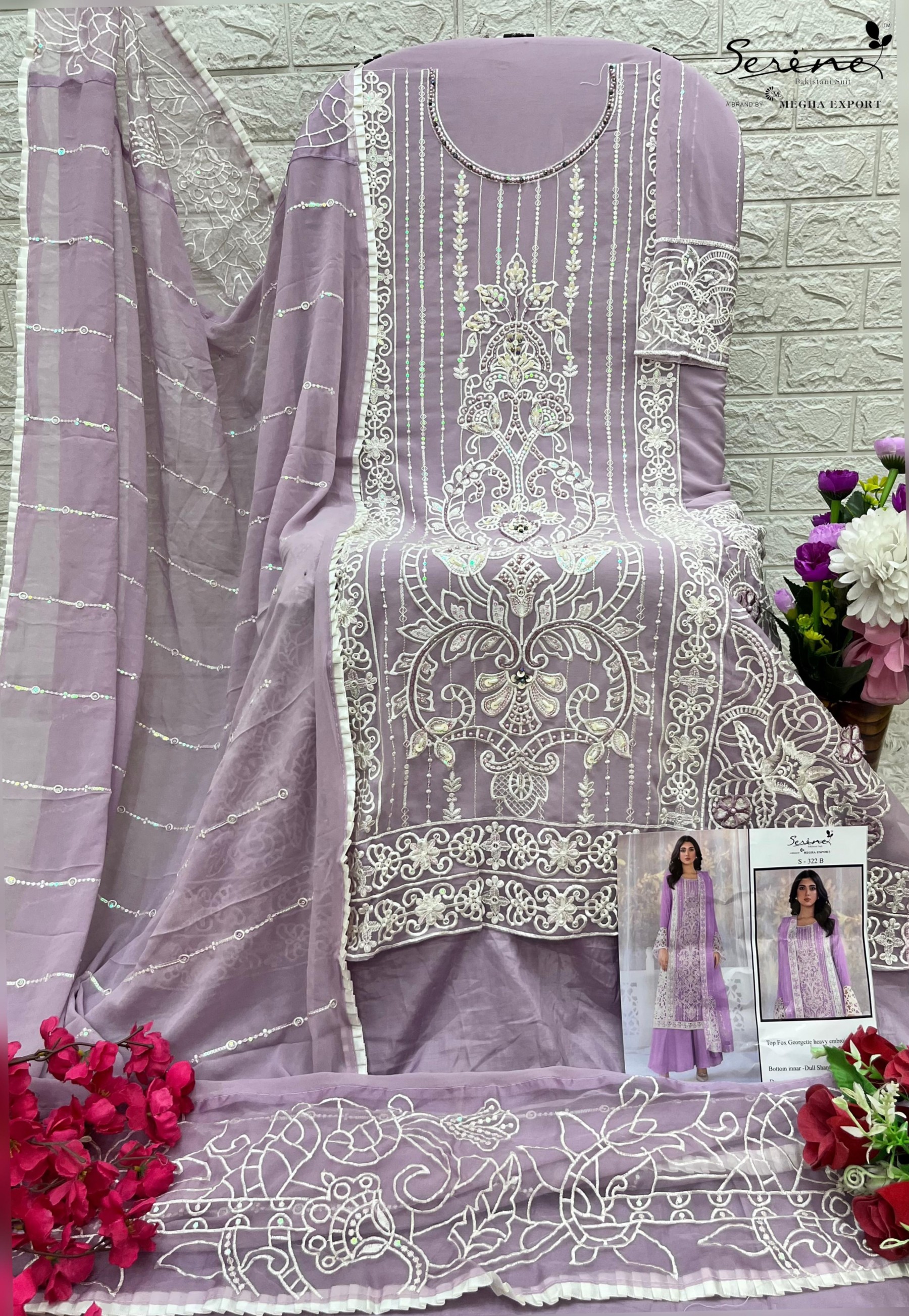 SERINE S 322 B PAKISTANI SUITS KHATLIWORK IN SURAT