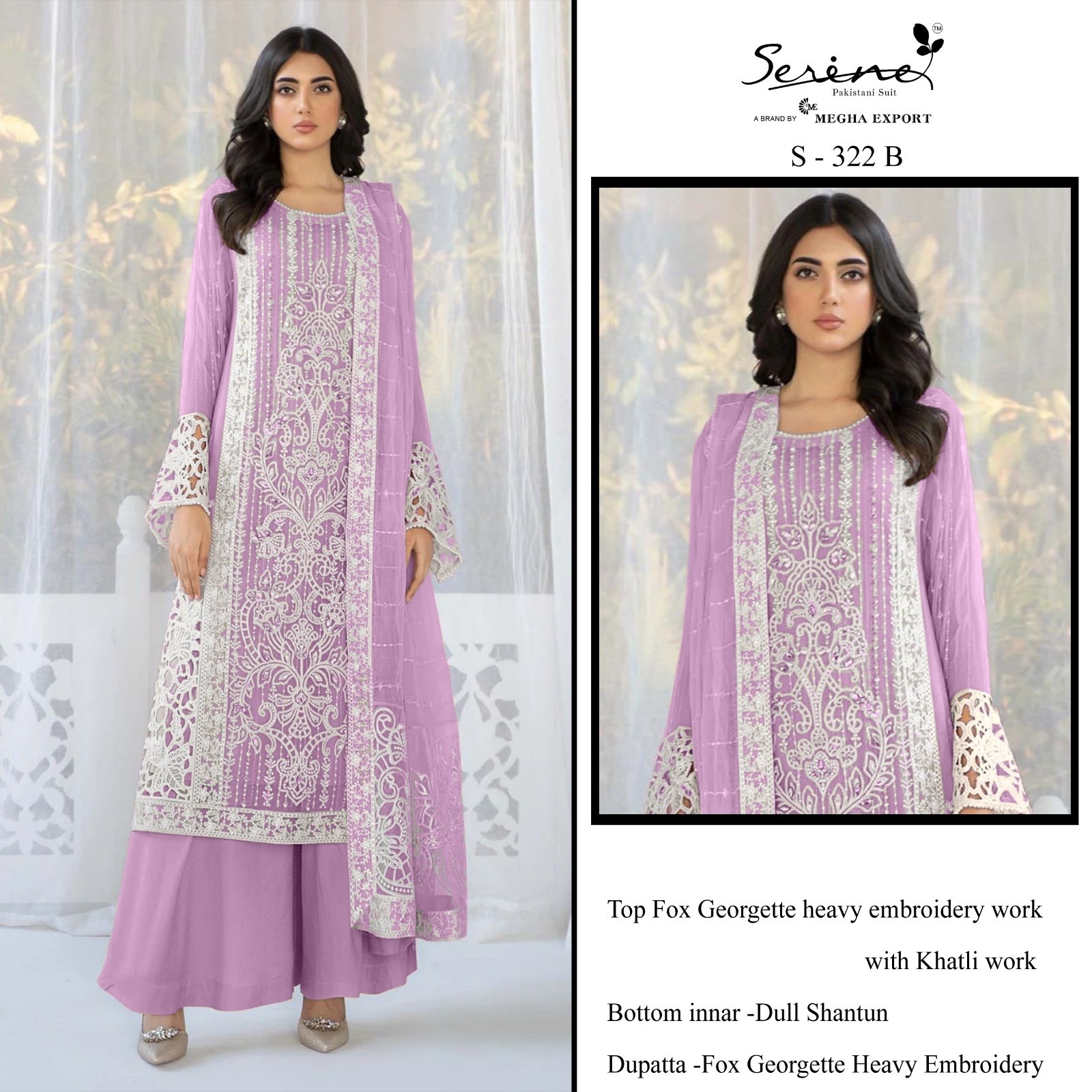 SERINE S 322 B PAKISTANI SUITS KHATLIWORK IN SURAT