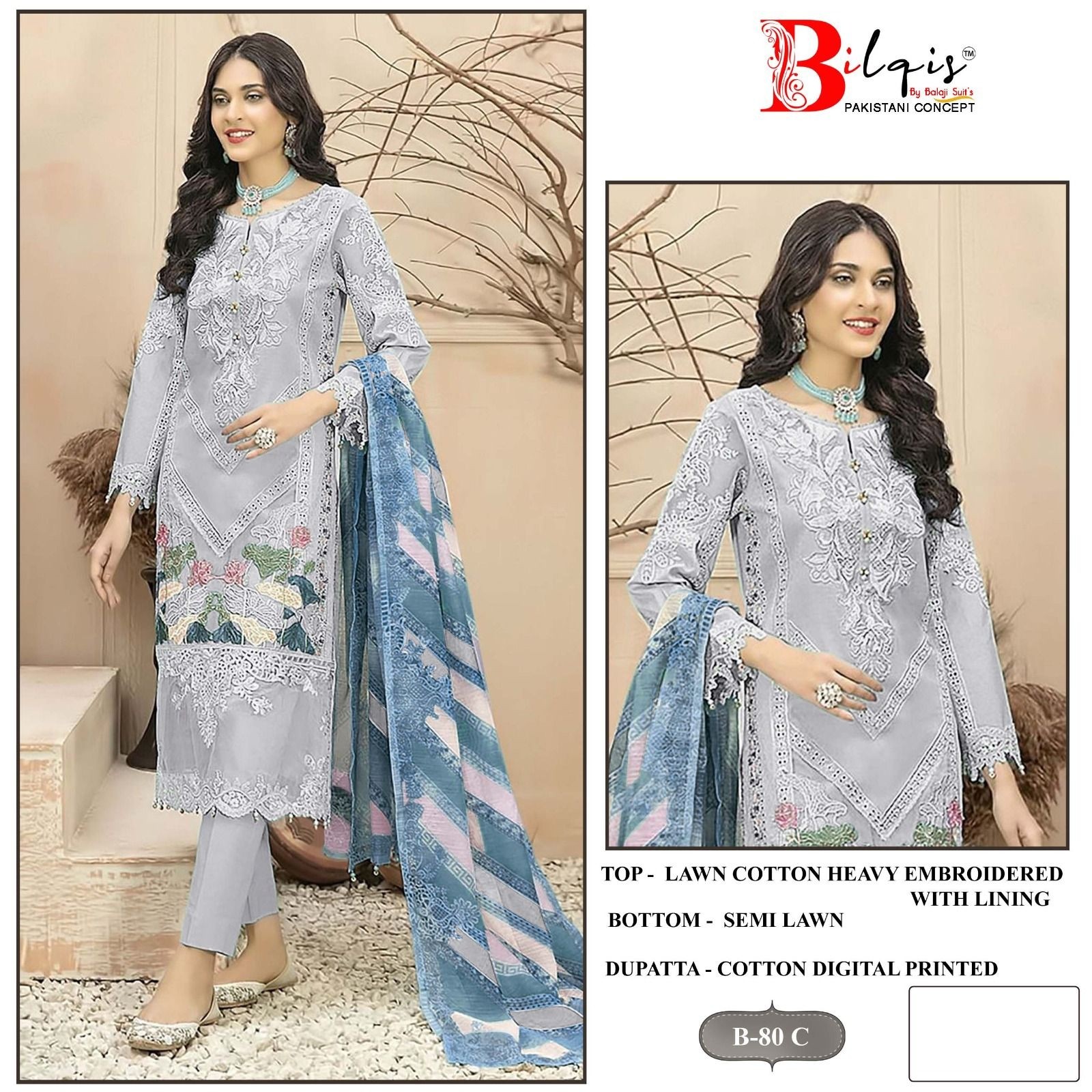 BILQIS B 80 PAKISTANI SUITS WHOLESALER