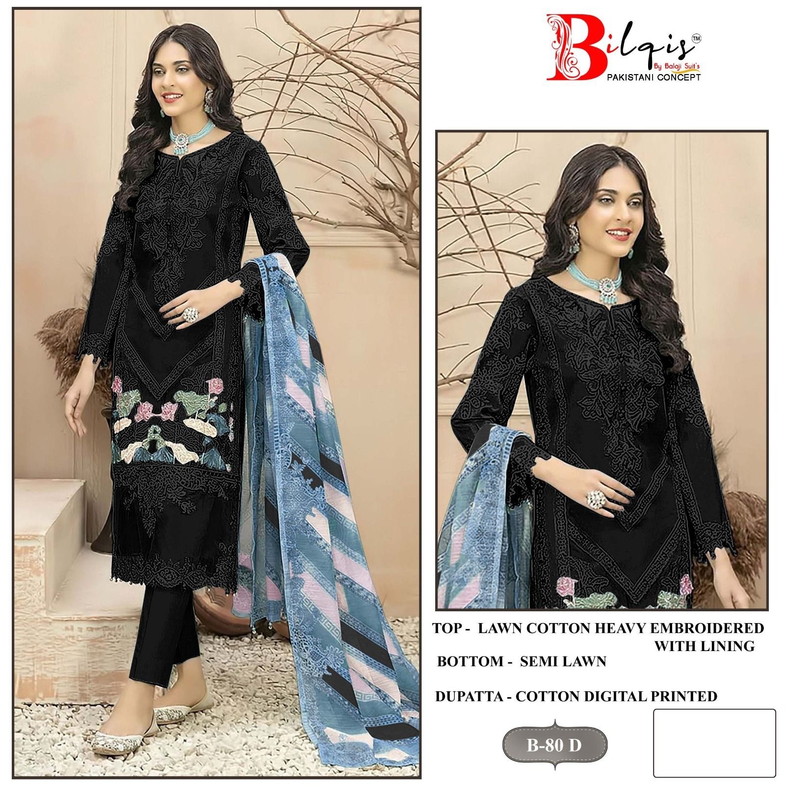 BILQIS B 80 PAKISTANI SUITS WHOLESALER