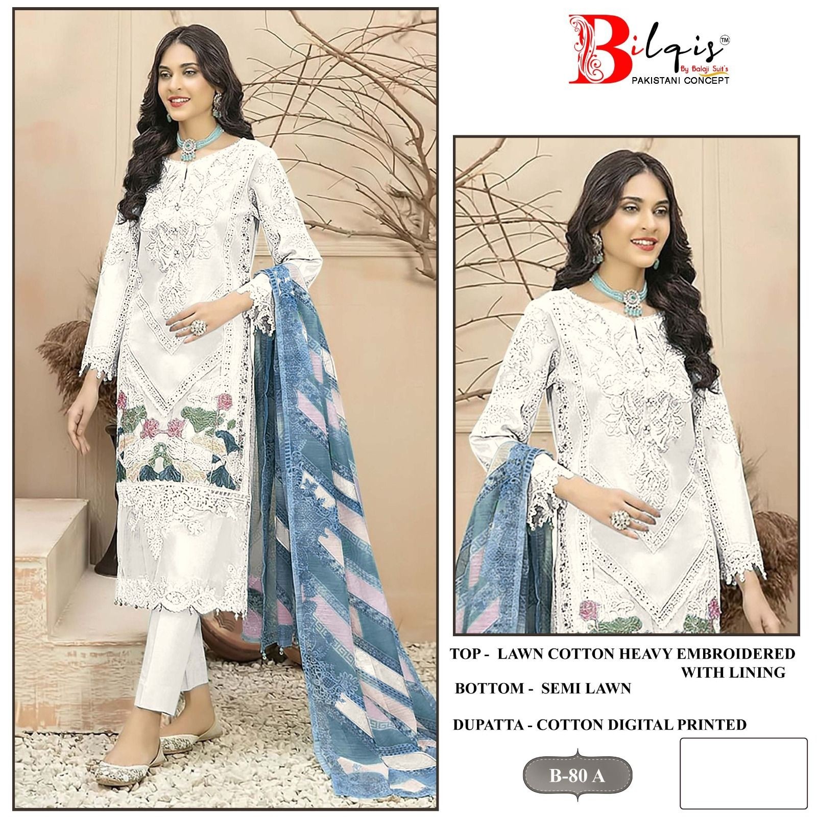 BILQIS B 80 PAKISTANI SUITS WHOLESALER