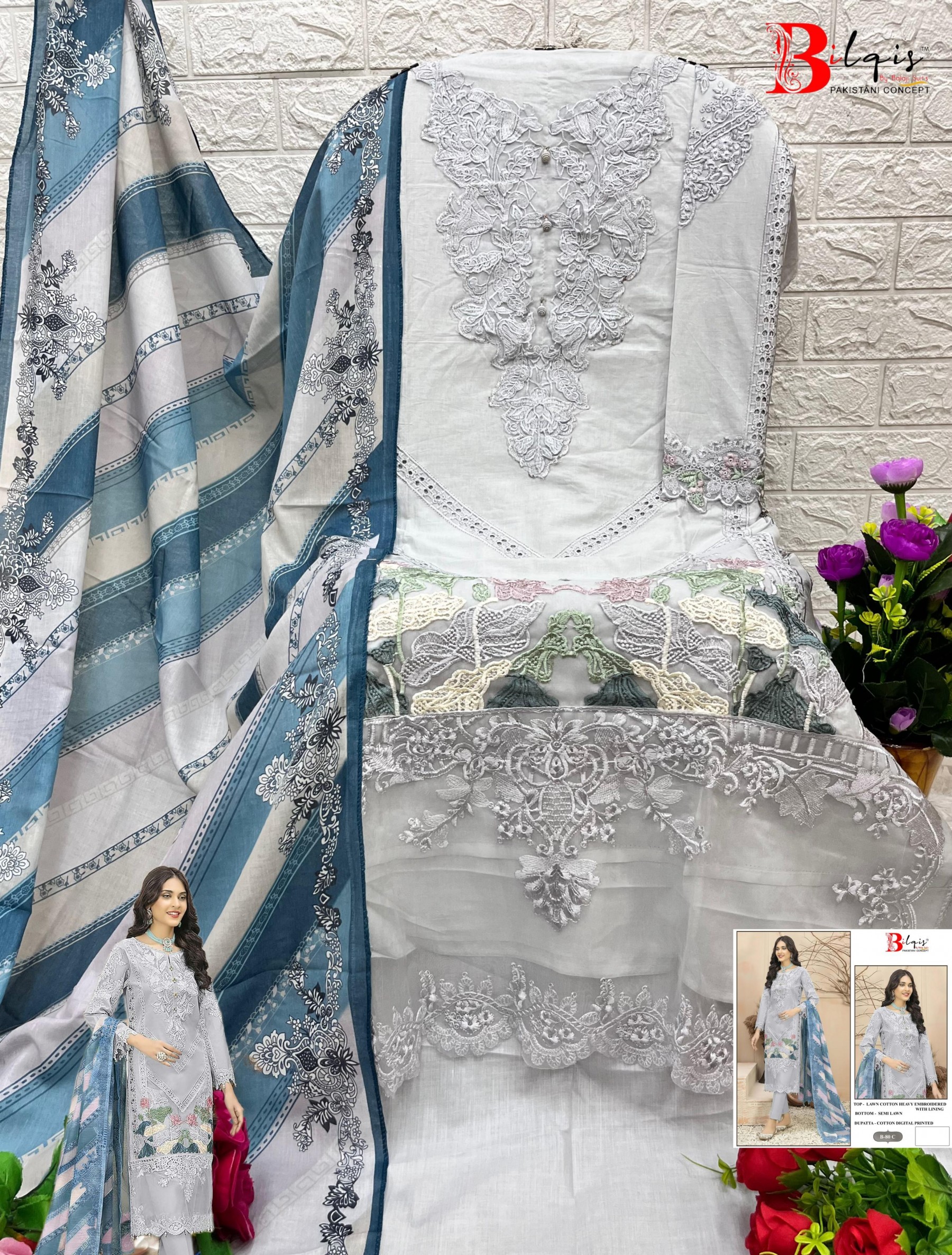 BILQIS B 80 PAKISTANI SUITS WHOLESALER