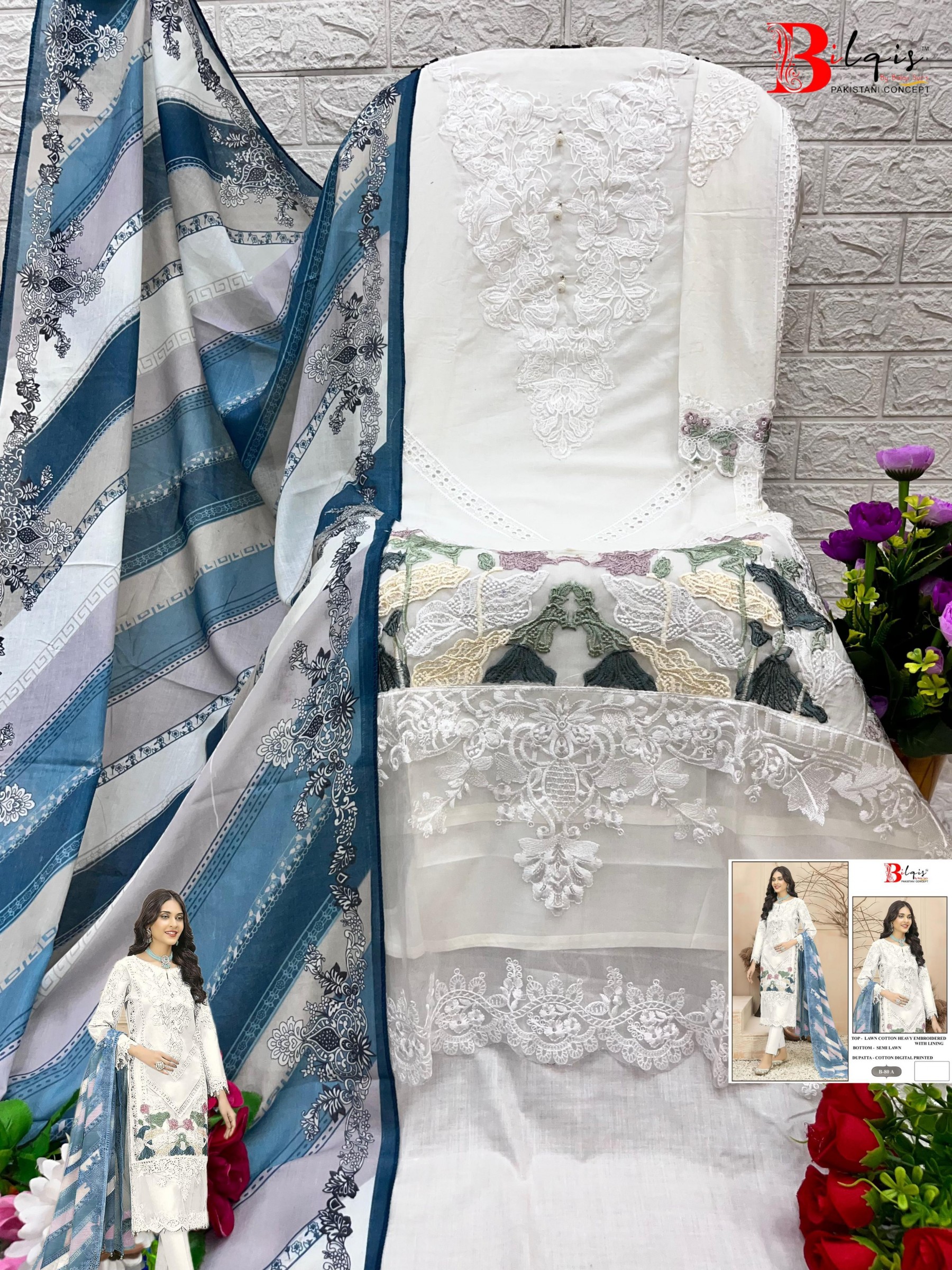 BILQIS B 80 PAKISTANI SUITS WHOLESALER