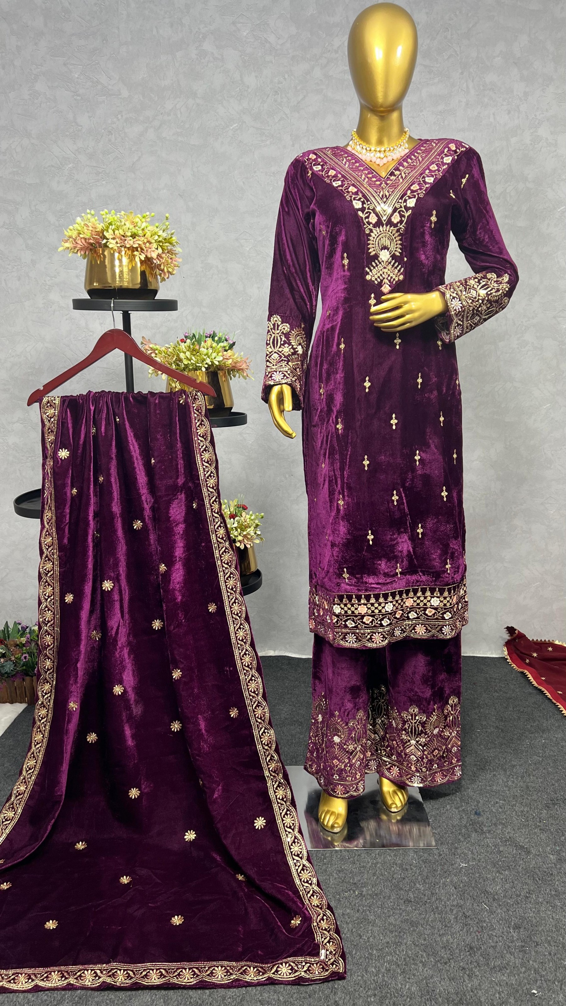 JL 1026 VISCOSE VELVET READYMADE KURTIS 