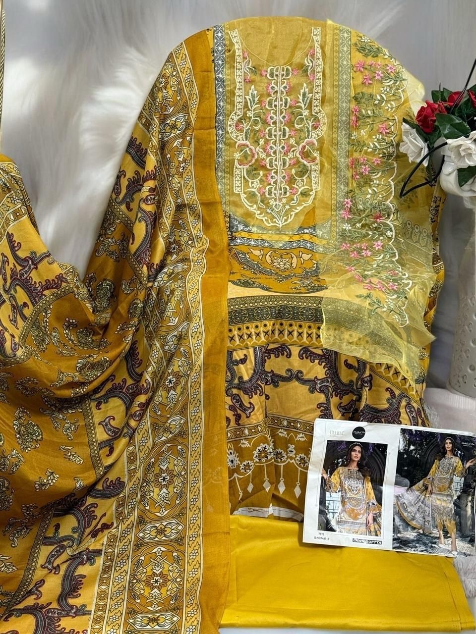 MEHBOOB TEX 1461 B PAKISTANI COTTON SUITS YELLOW