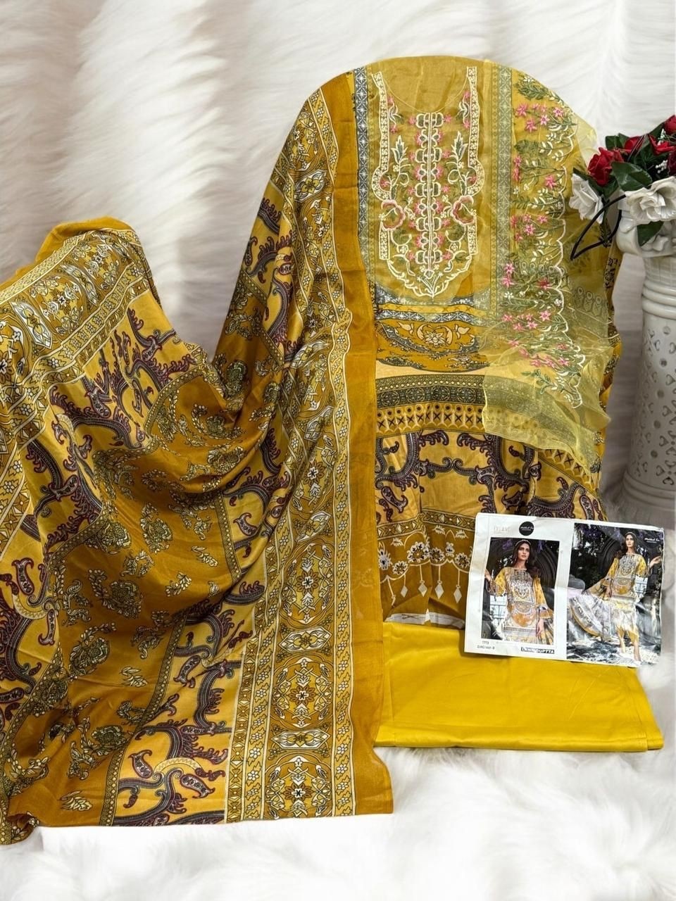 MEHBOOB TEX 1461 B PAKISTANI COTTON SUITS YELLOW