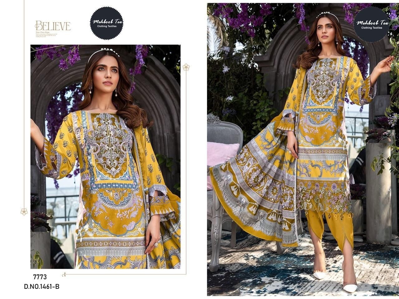 MEHBOOB TEX 1461 B PAKISTANI COTTON SUITS YELLOW