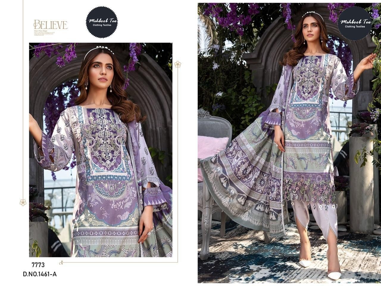 MEHBOOB TEX 1461 A PAKISTANI COTTON SUITS GREY