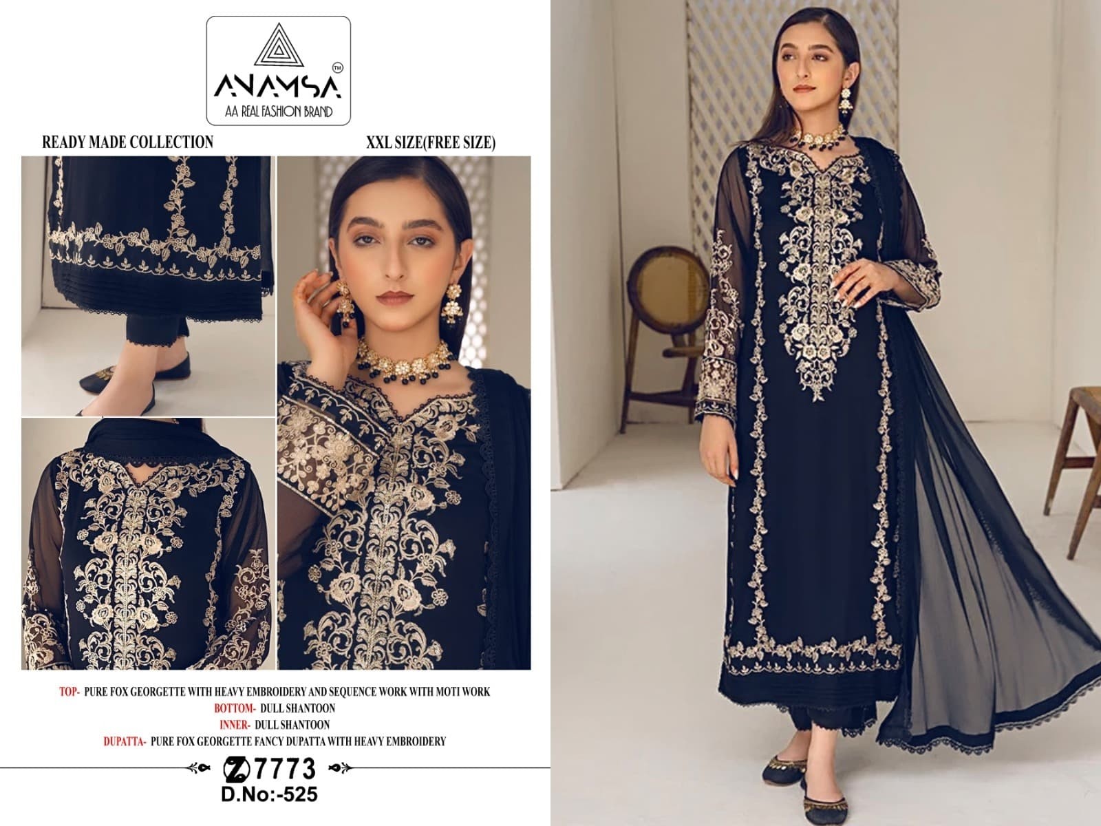 ANAMSA 525 READYMADE PAKISTANI SALWAR SUITS 