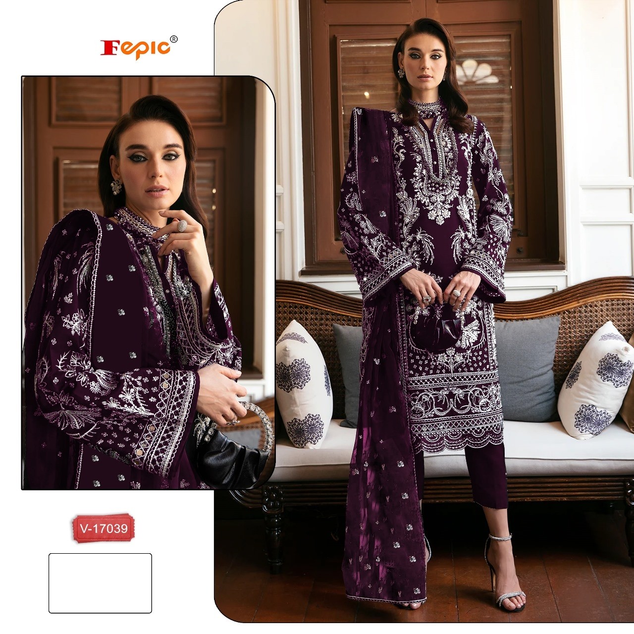 FEPIC ROSEMEEN 17039 PAKISTANI SUITS  VELVET EMBROIDERED