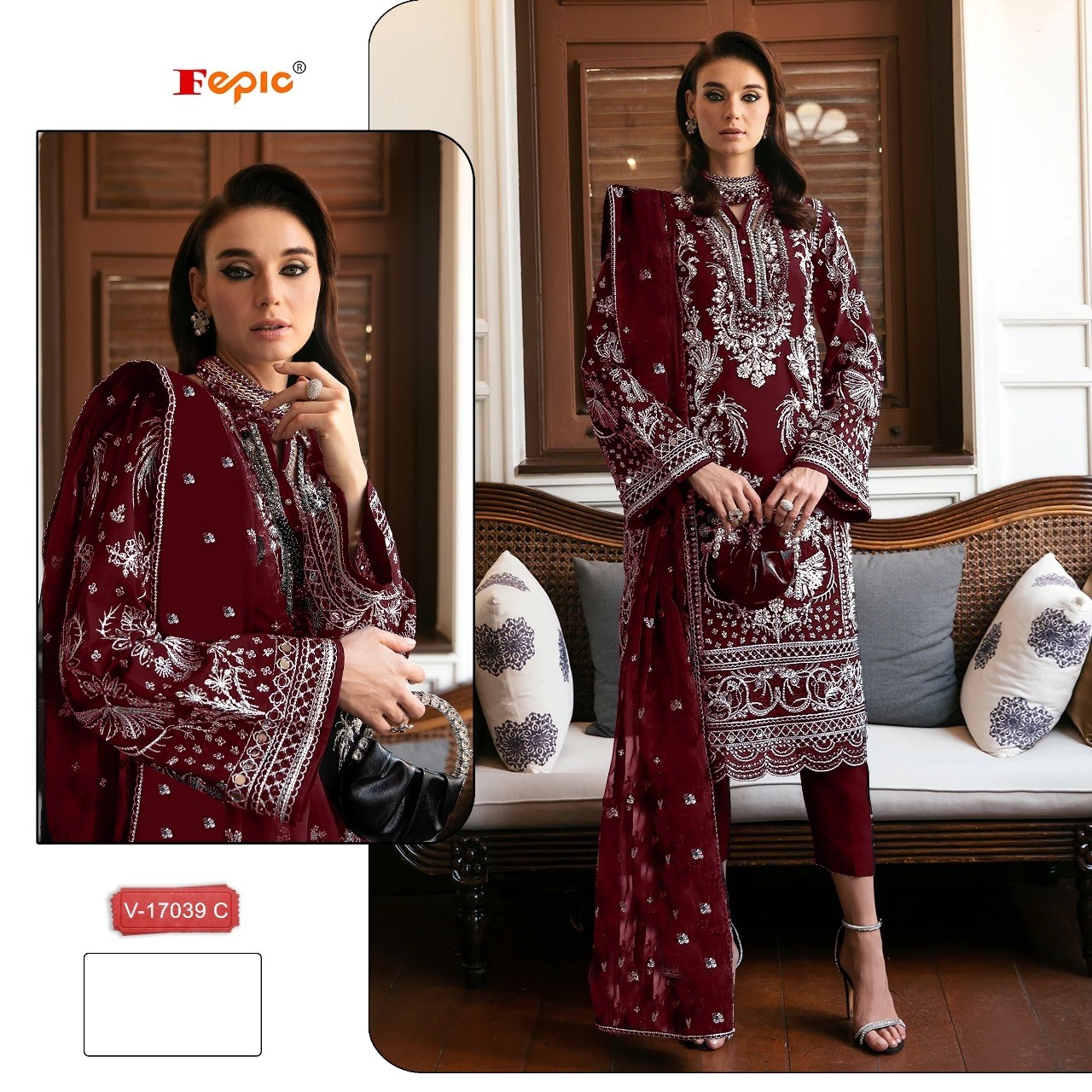 FEPIC ROSEMEEN 17039 PAKISTANI SUITS  VELVET EMBROIDERED