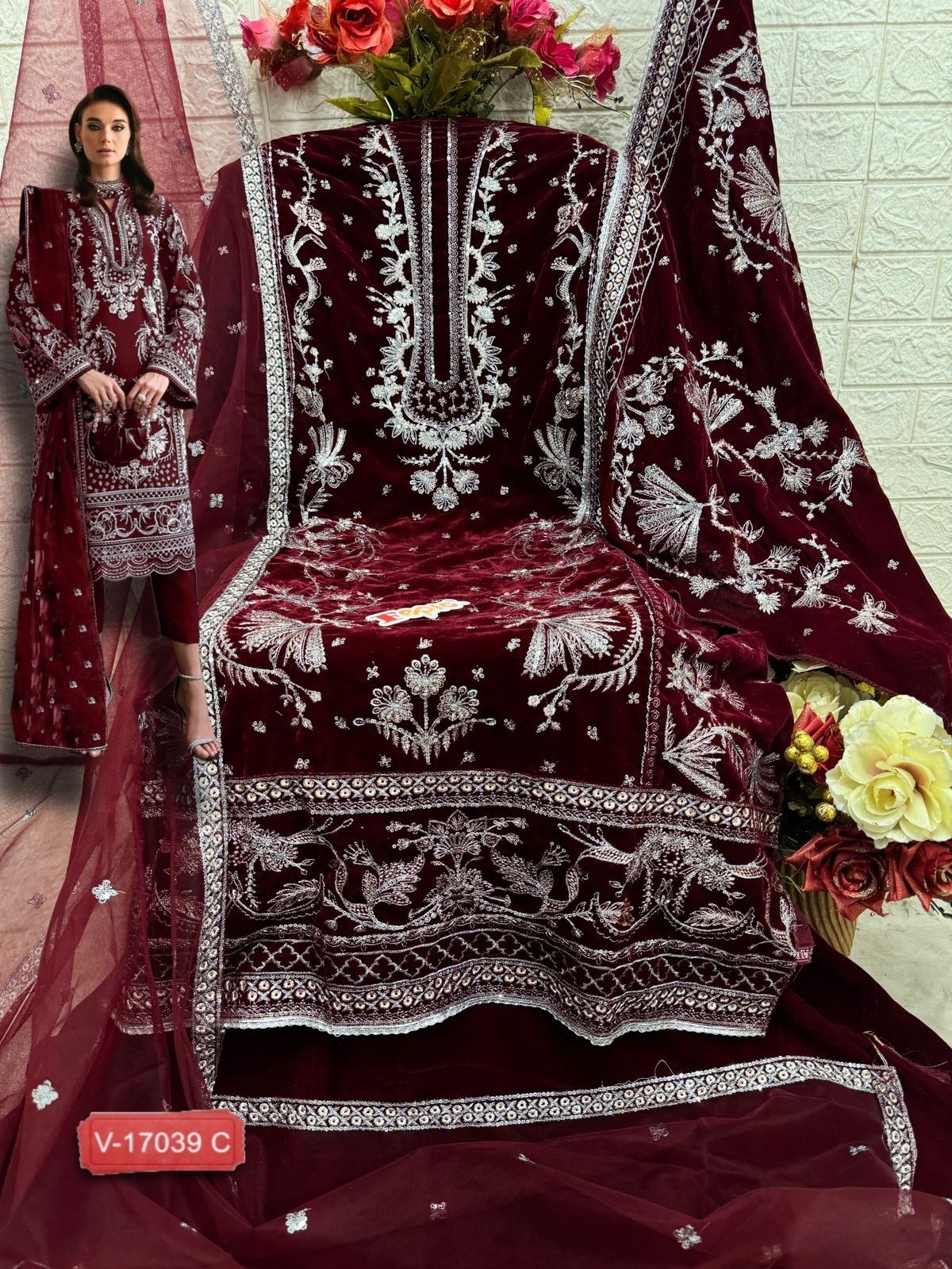FEPIC ROSEMEEN 17039 PAKISTANI SUITS  VELVET EMBROIDERED