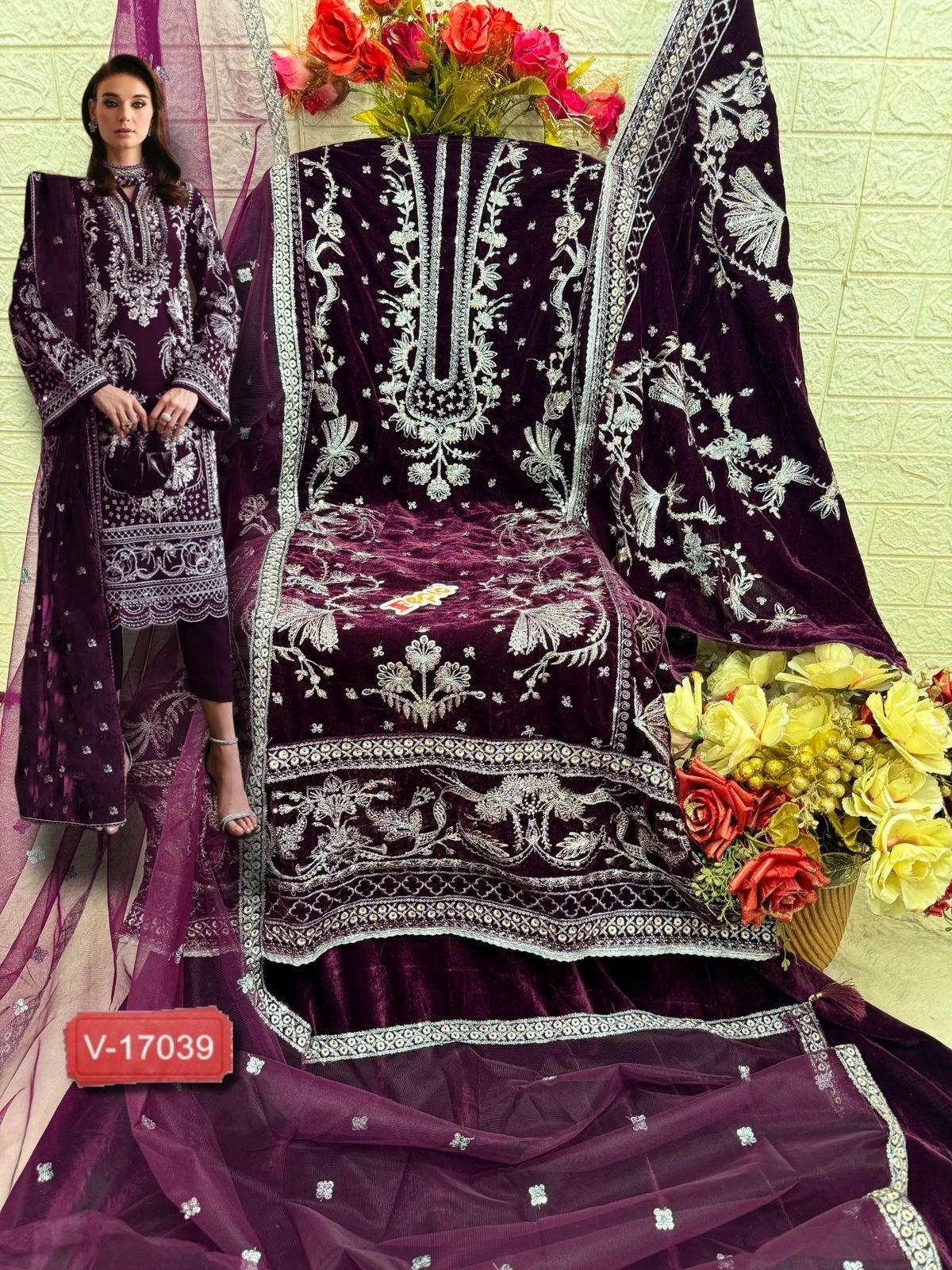 FEPIC ROSEMEEN 17039 PAKISTANI SUITS  VELVET EMBROIDERED