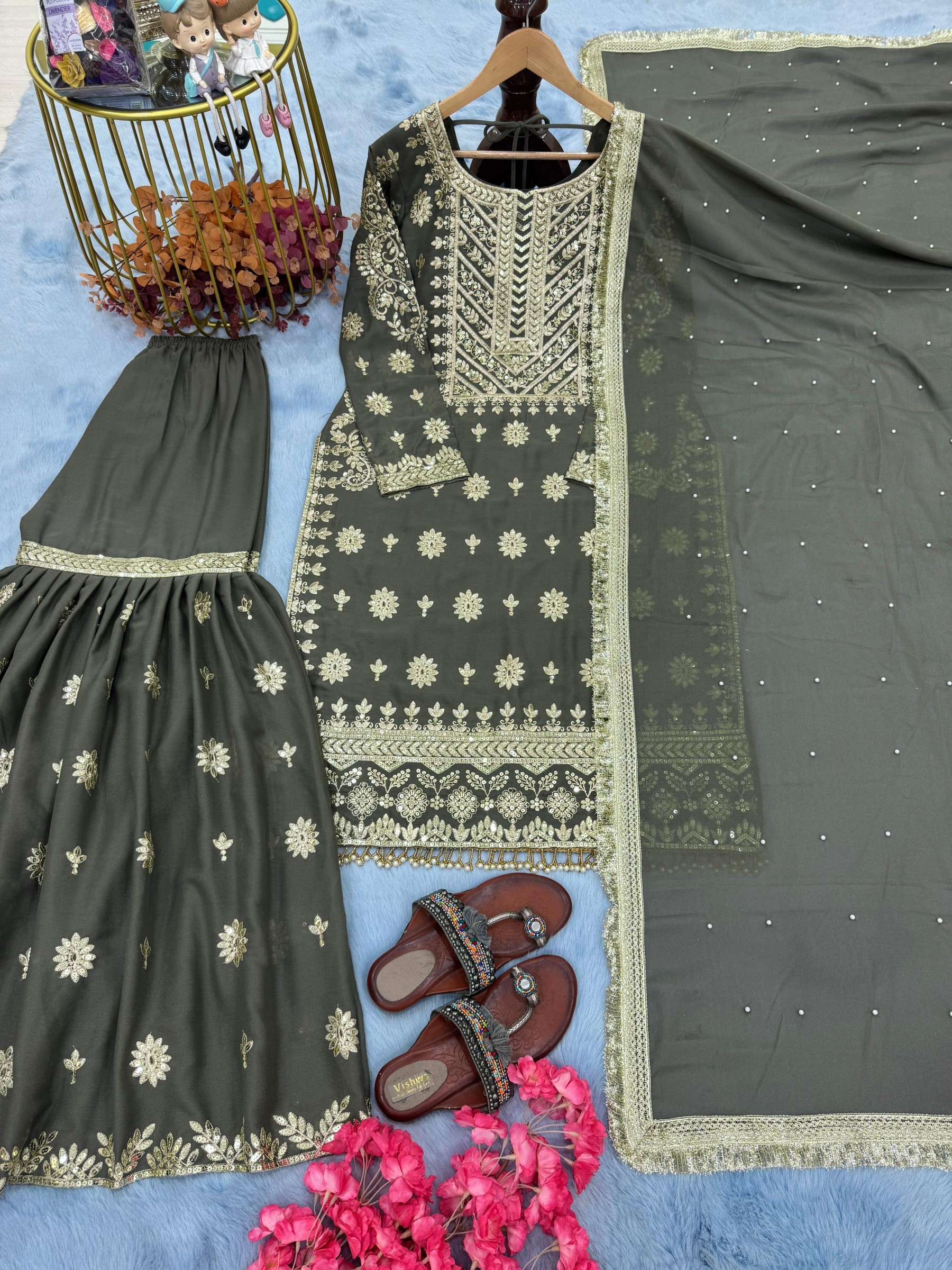 PD 1078 READYMADE SALWAR SUITS SHARARA PLAZZO 