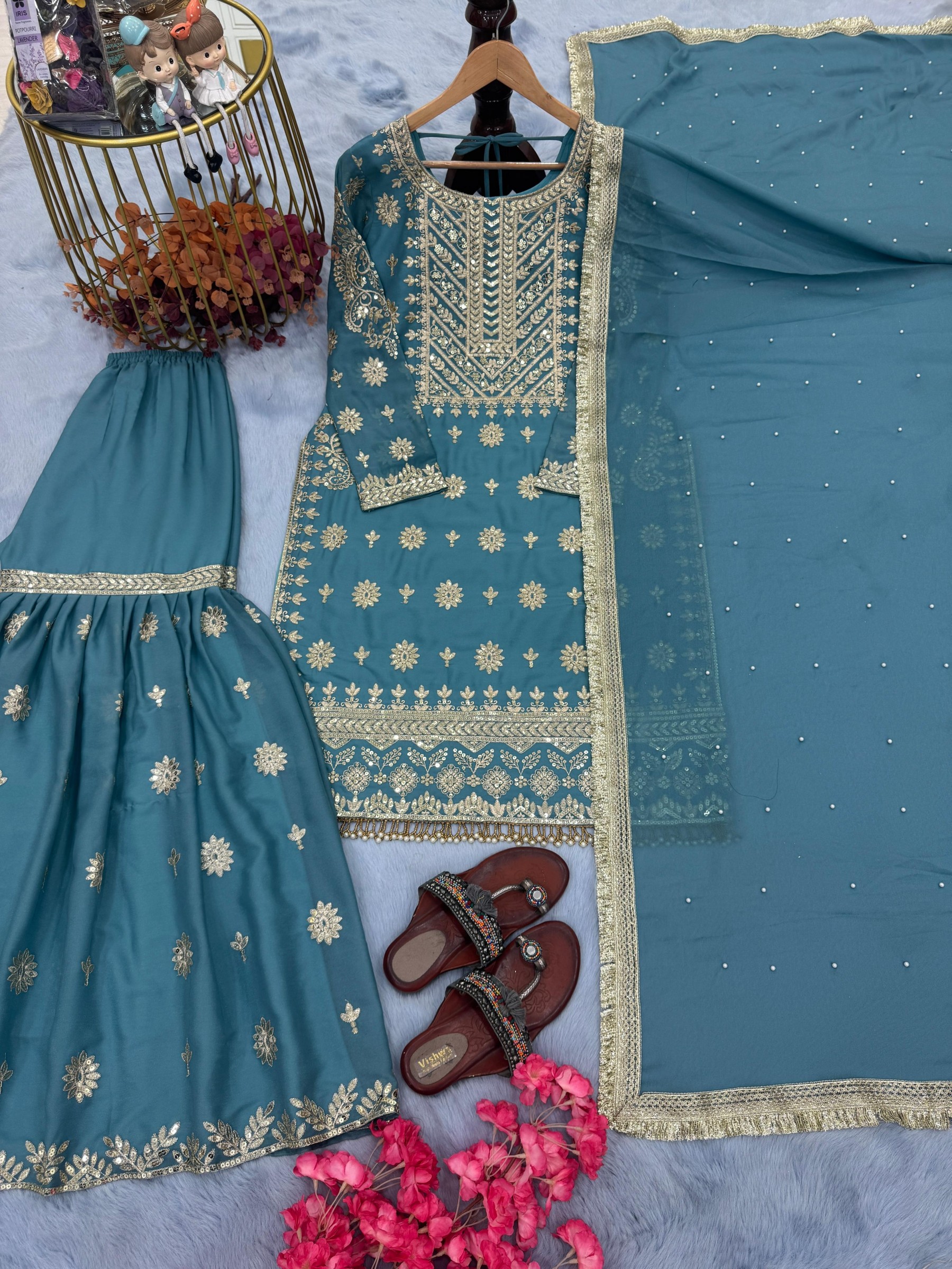 PD 1078 READYMADE SALWAR SUITS SHARARA PLAZZO 