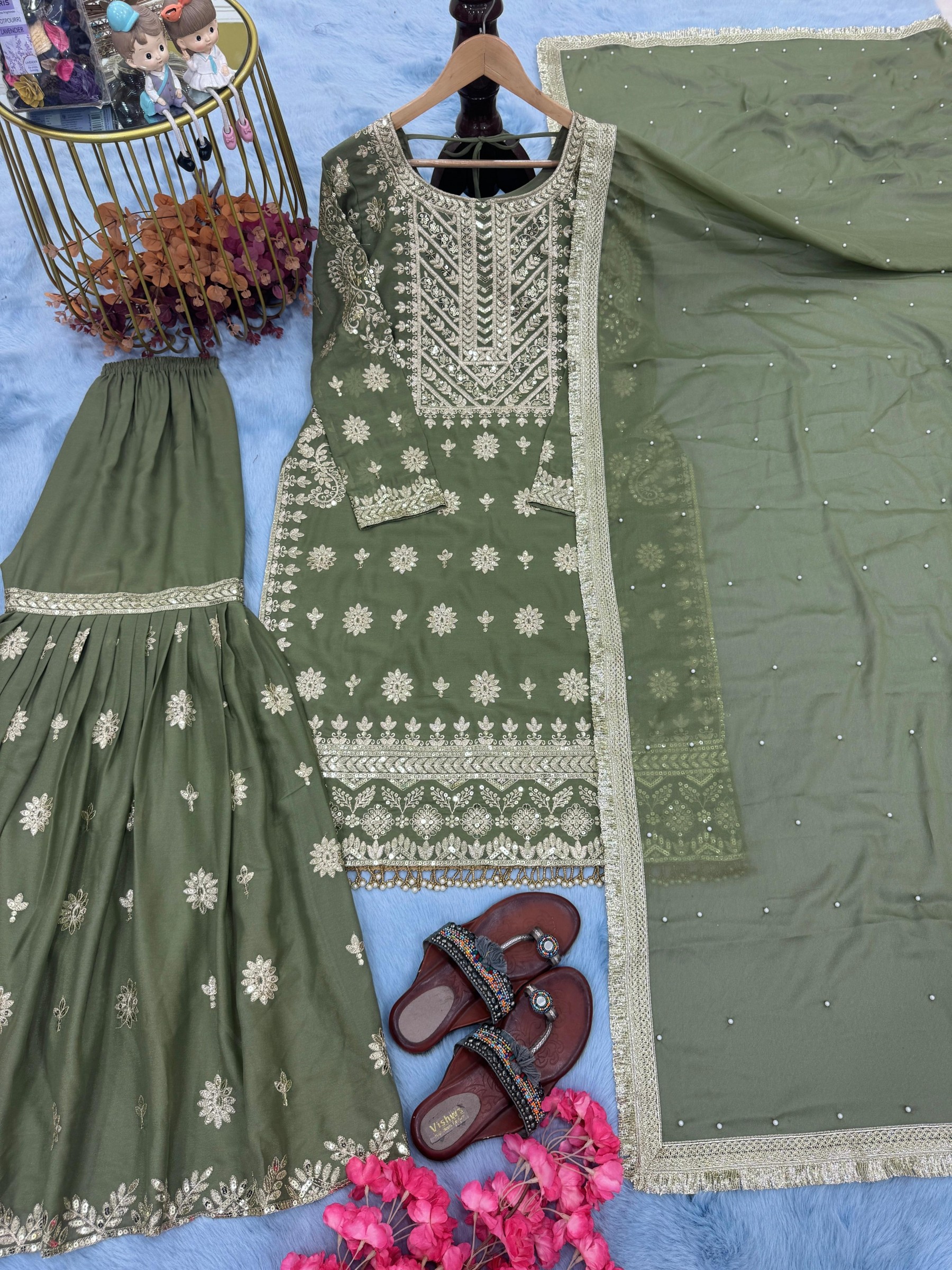 PD 1078 READYMADE SALWAR SUITS SHARARA PLAZZO 