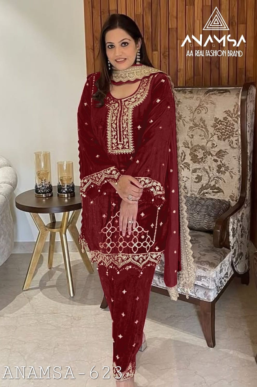 ANAMSA 623 PAKISTANI SUITS SINGLE PIECE