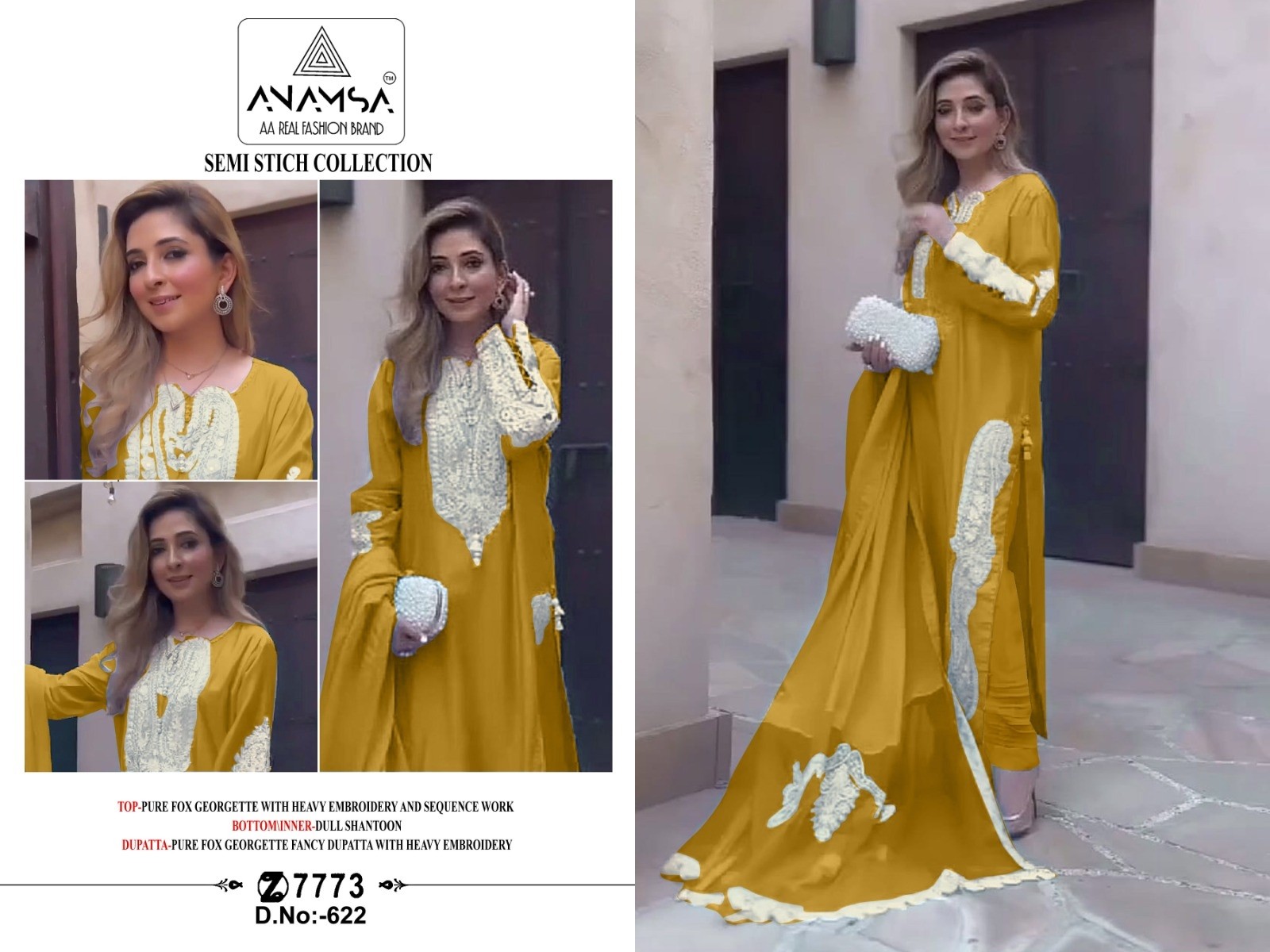 ANAMSA 622 HIT PAKISTANI SUITS BY ONLINE 
