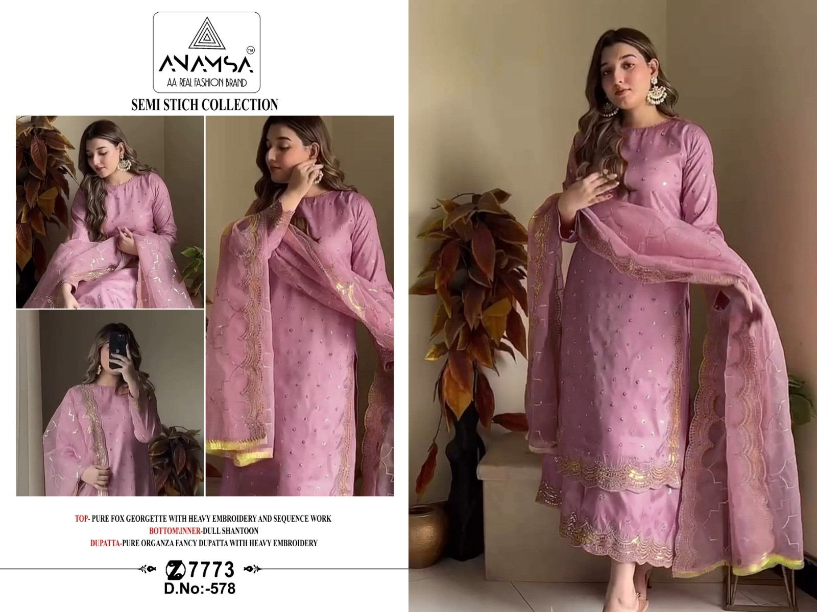 ANAMSA 578 PAKISTANI SUITS SUPPLIER