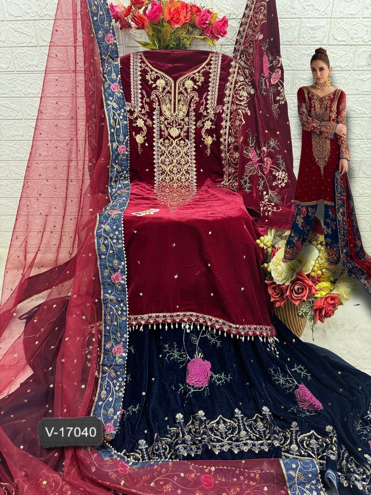 FEPIC V 17040 VELVET PAKISTANI SUITS MANUFACTURER