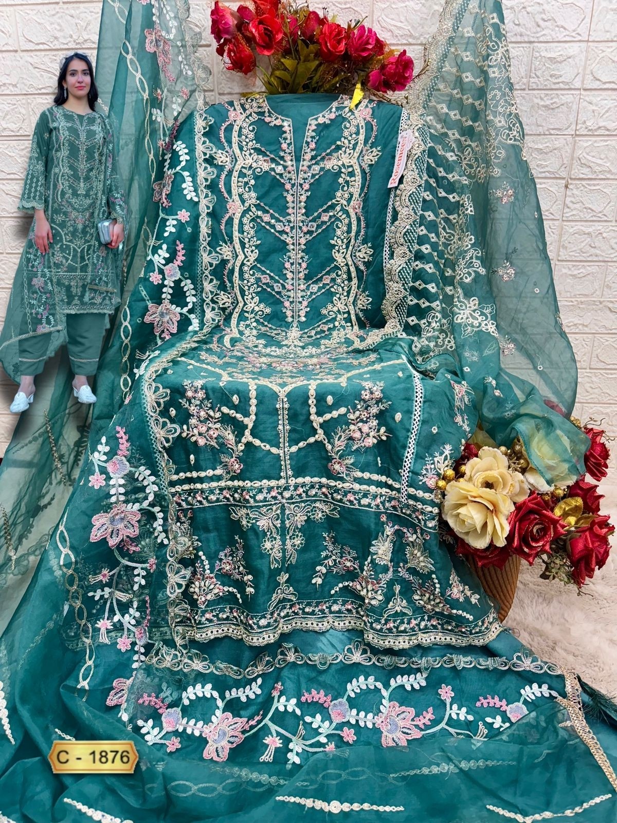 FEPIC ROSEMEEN 1876 PAKISTANI SUITS GREEN 