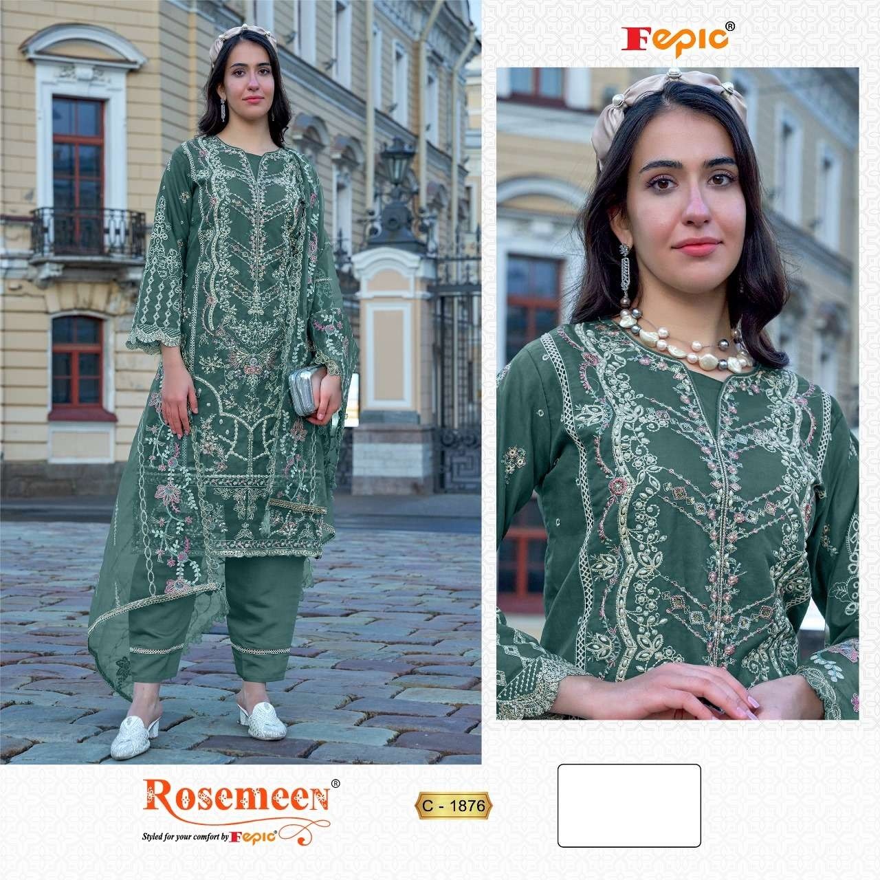FEPIC ROSEMEEN 1876 PAKISTANI SUITS GREEN 