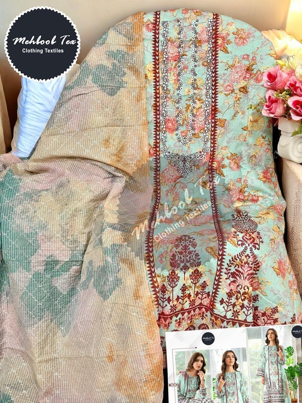 MEHBOOB TEX CORDSET SHAHNAZ SELF EMBROIDERED COLLETION 1291 PAKISTANI SUITS 