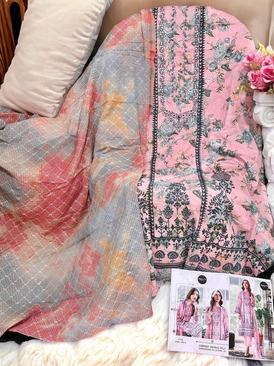 MEHBOOB TEX CORDSET SHAHNAZ SELF EMBROIDERED COLLETION 1291 PAKISTANI SUITS 