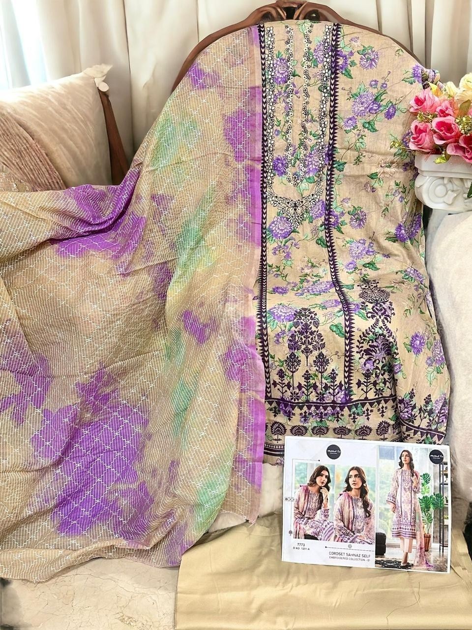 MEHBOOB TEX CORDSET SHAHNAZ SELF EMBROIDERED COLLETION 1291 PAKISTANI SUITS 