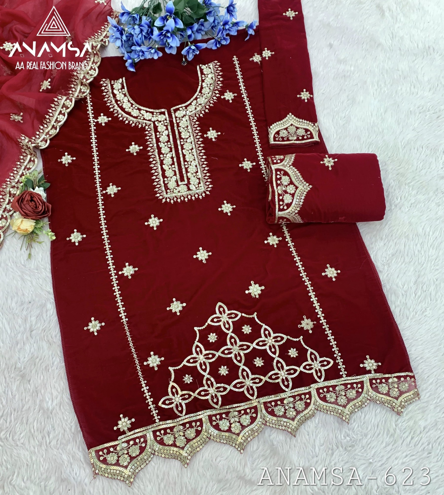 ANAMSA 623 PAKISTANI SUITS SINGLE PIECE