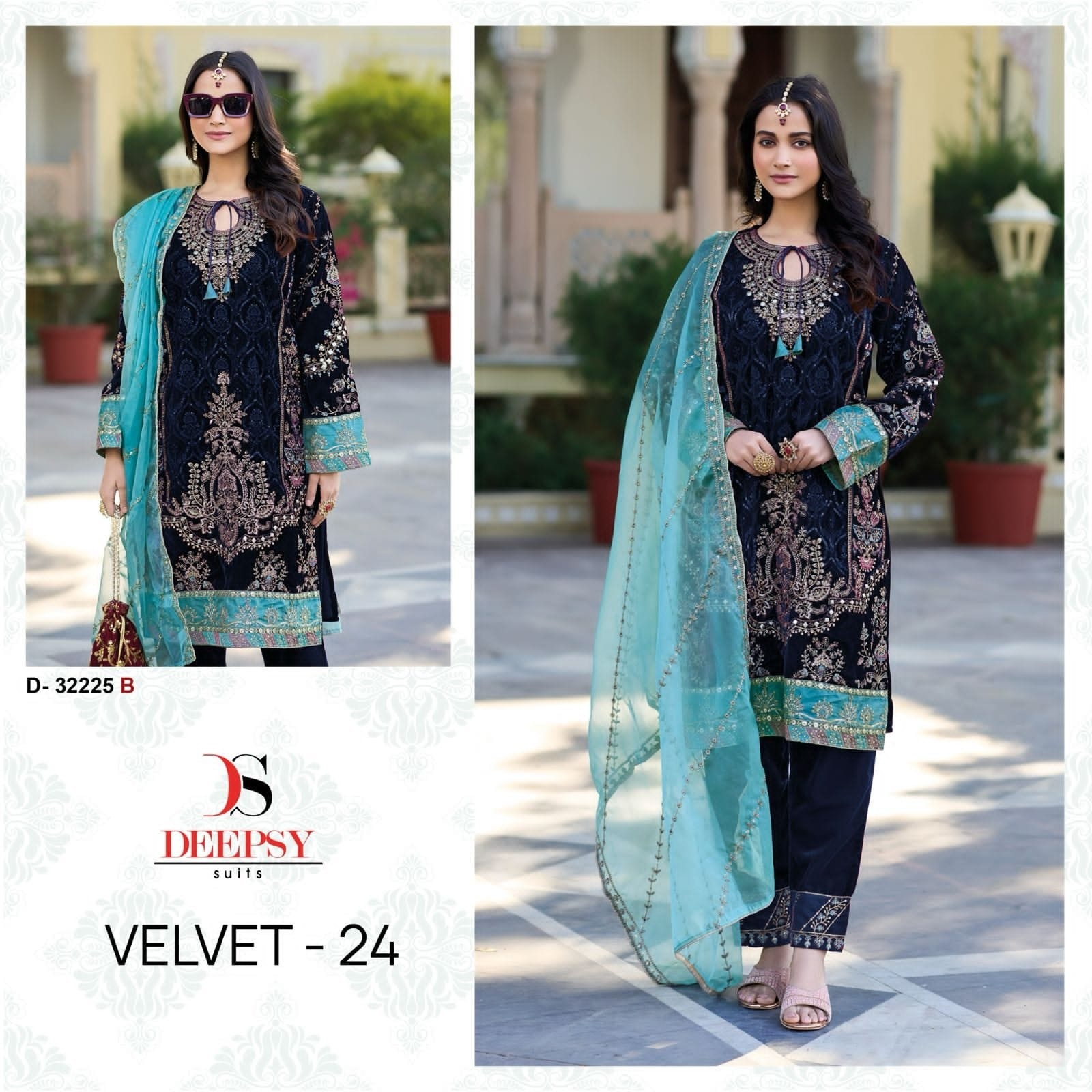 DEEPSY SUITS 32225 B VELVET 24 NAVYBLUE PAKISTANI SUITS SUPPLIER