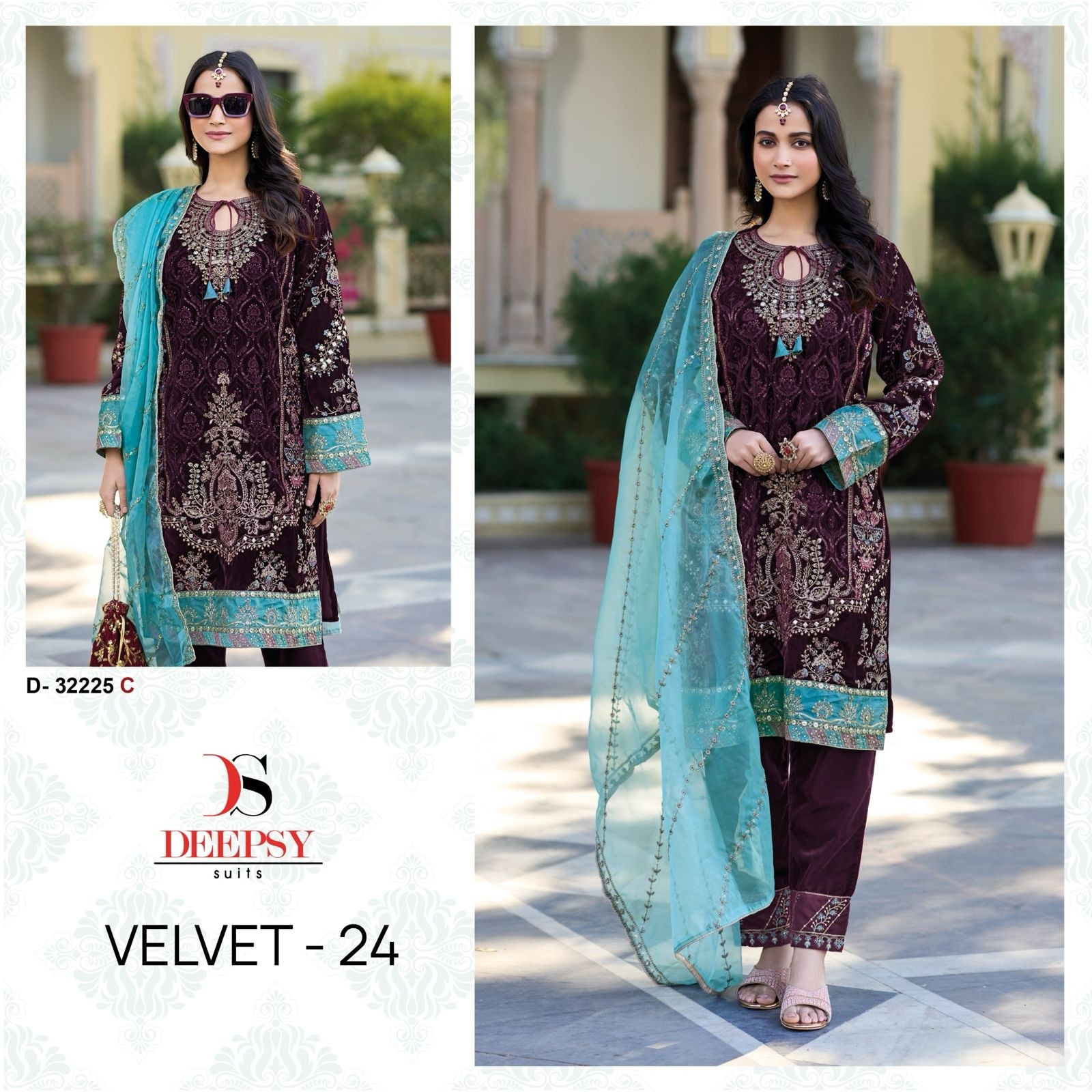 DEEPSY SUITS 32225 C VELVET 24 PAKISTANI SUITS SUPPLIER SURAT