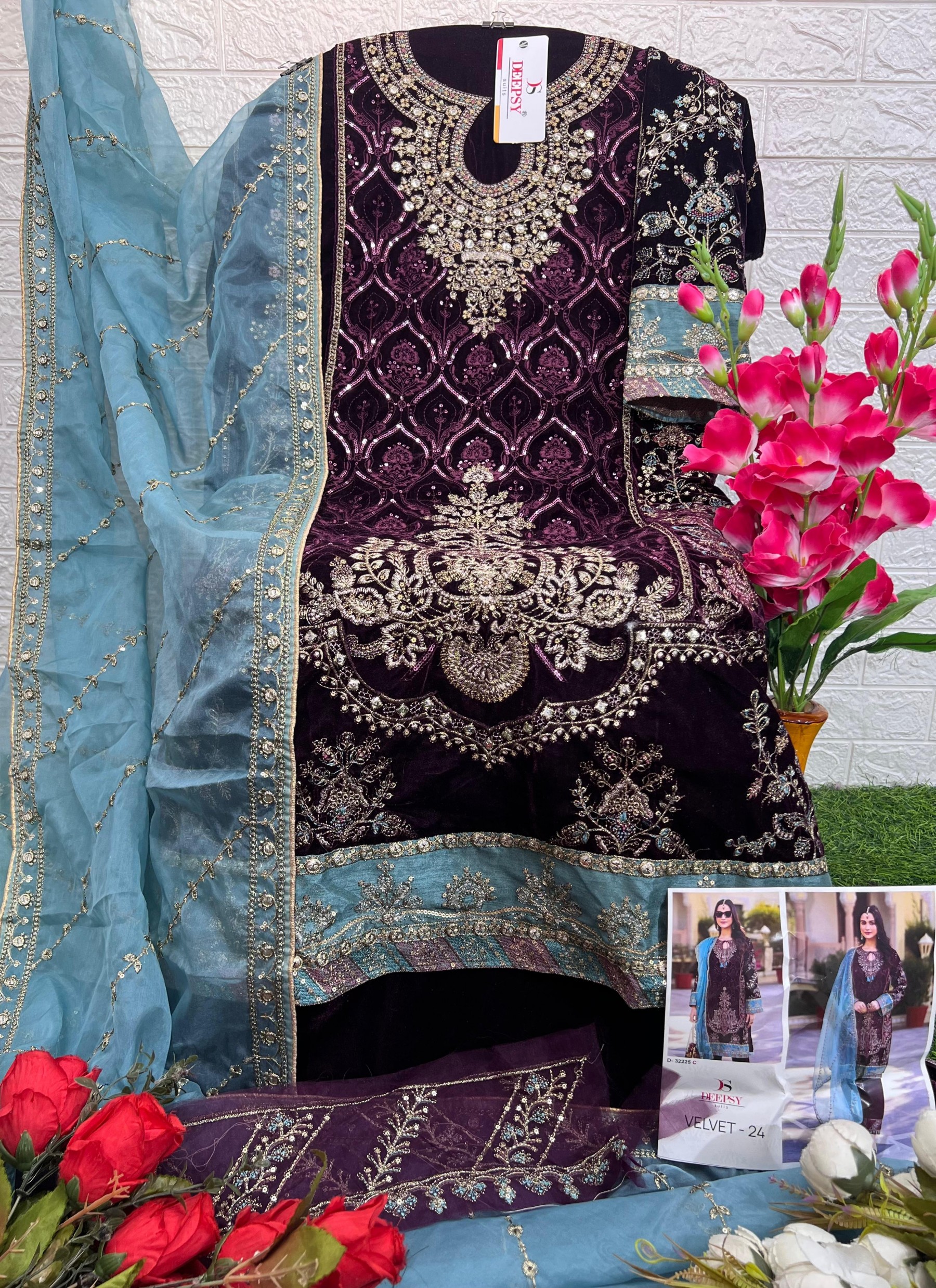 DEEPSY SUITS 32225 C VELVET 24 PAKISTANI SUITS SUPPLIER SURAT