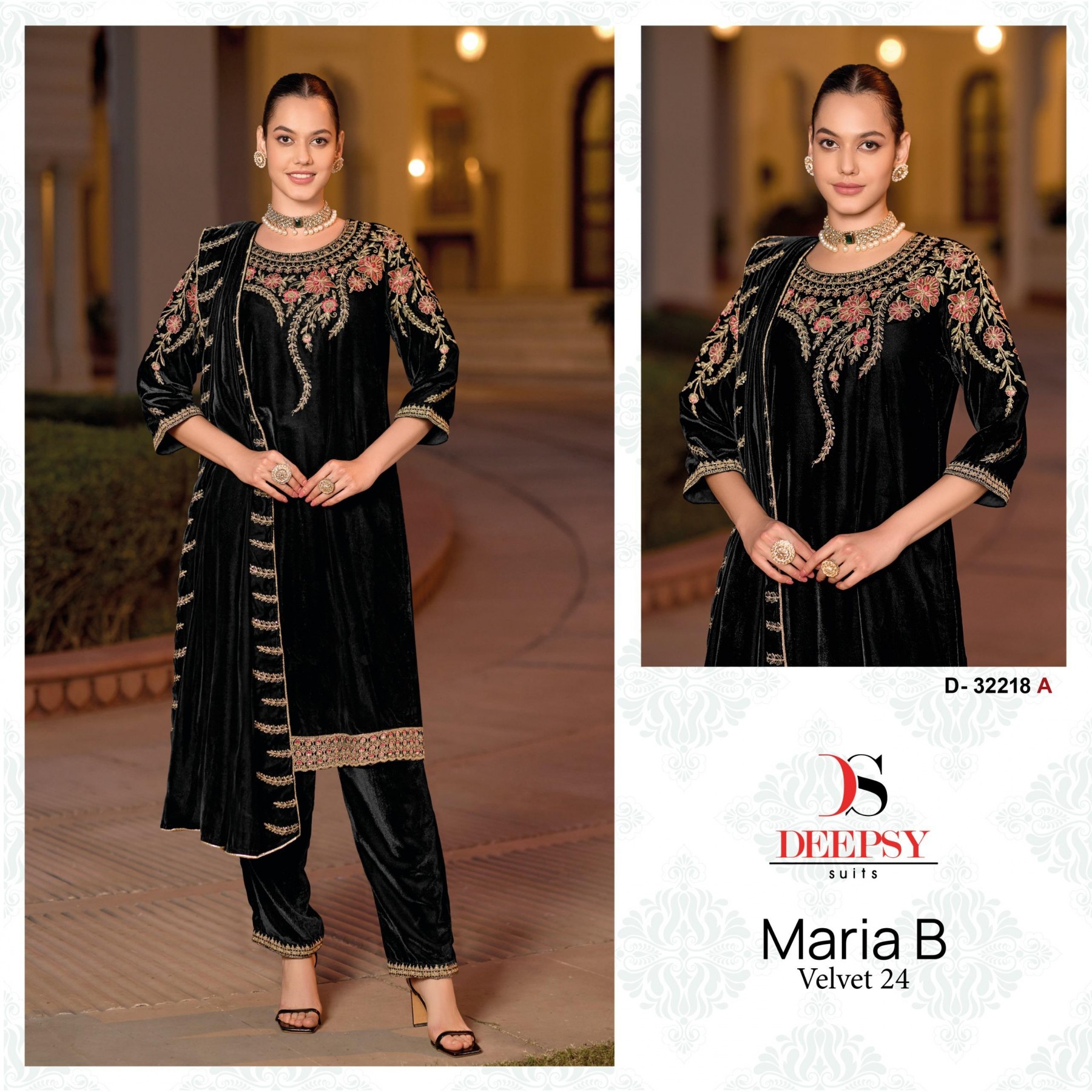 DEEPSY SUITS 32218 A MARIA B VELVET 24 PAKISTANI SALWAR SUITS 