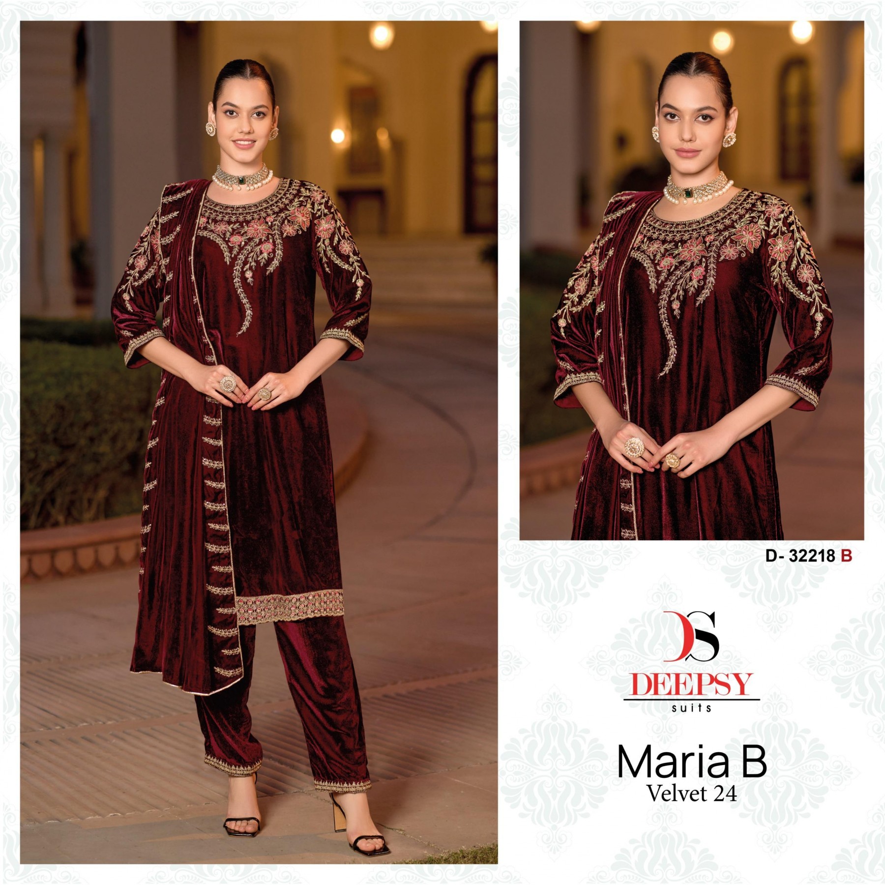 DEEPSY SUITS 32218 B MARIA B VELVET 24 PAKISTANI SALWAR SUITS BUY ONLINE